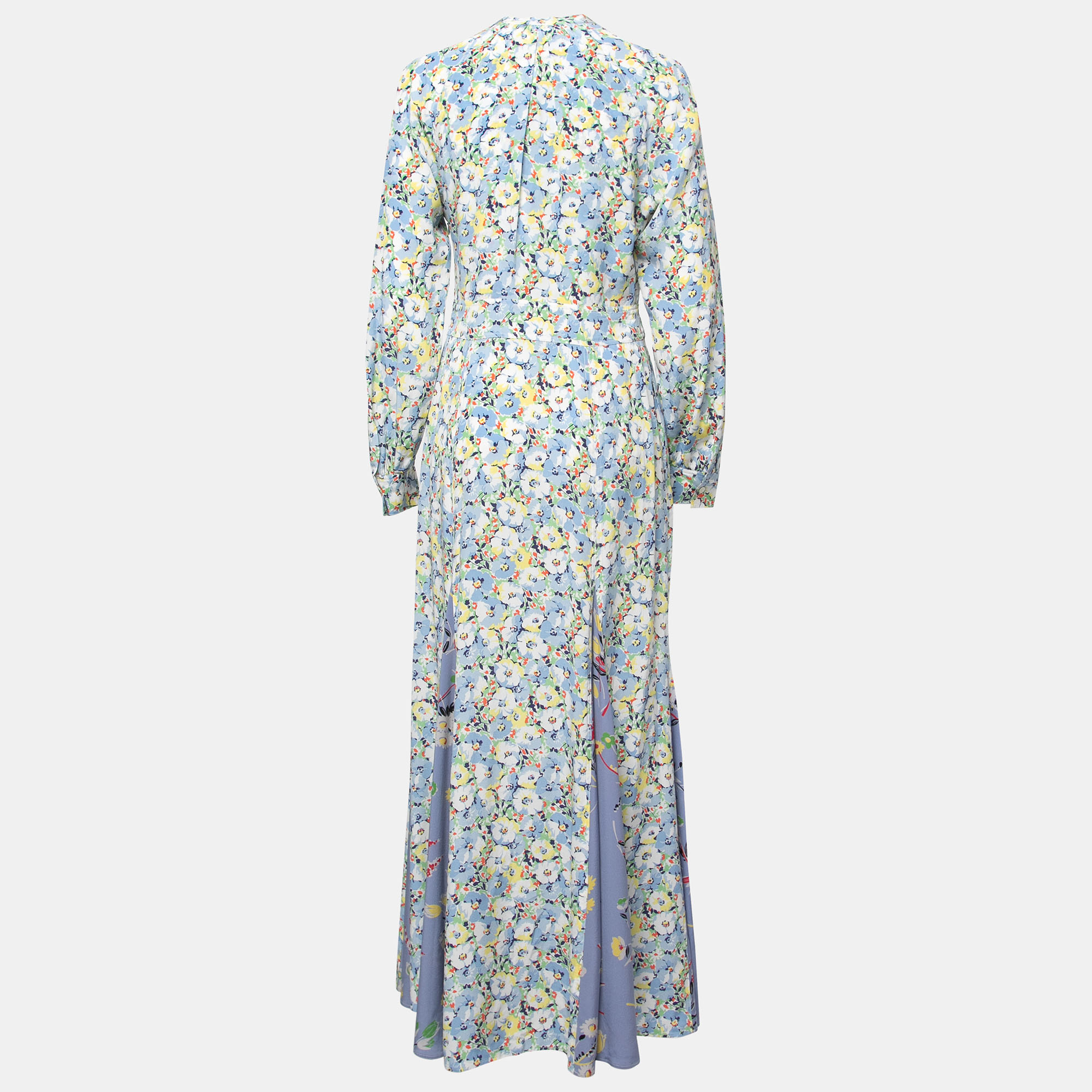 

Polo Ralph Lauren Blue Floral Printed Silk Maxi Dress