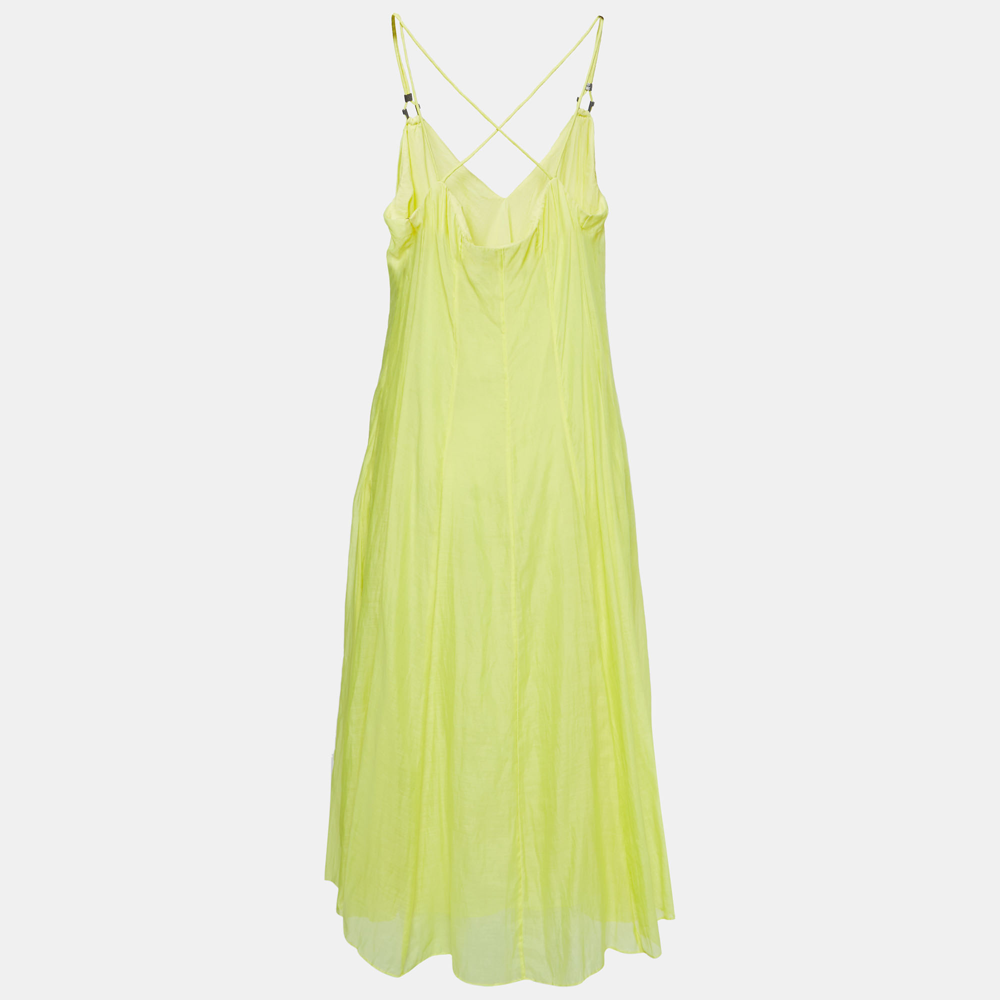 

Polo Ralph Lauren Yellow Cotton & Silk Cross Back Strappy Dress