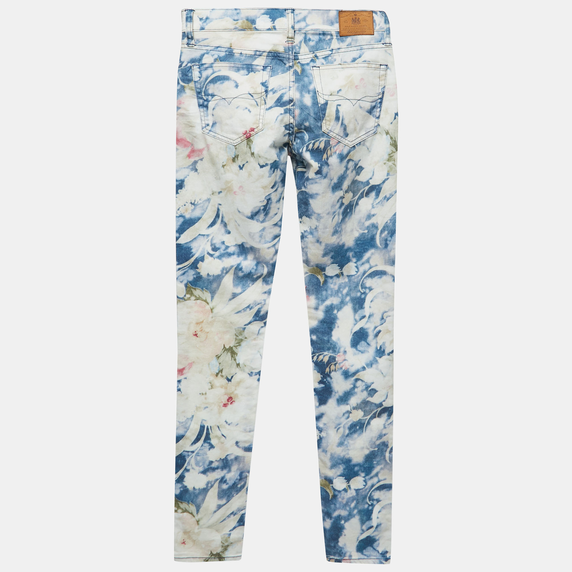 

Polo Ralph Lauren Blue Floral Printed Stretch Denim Skinny Jeans  Waist 27