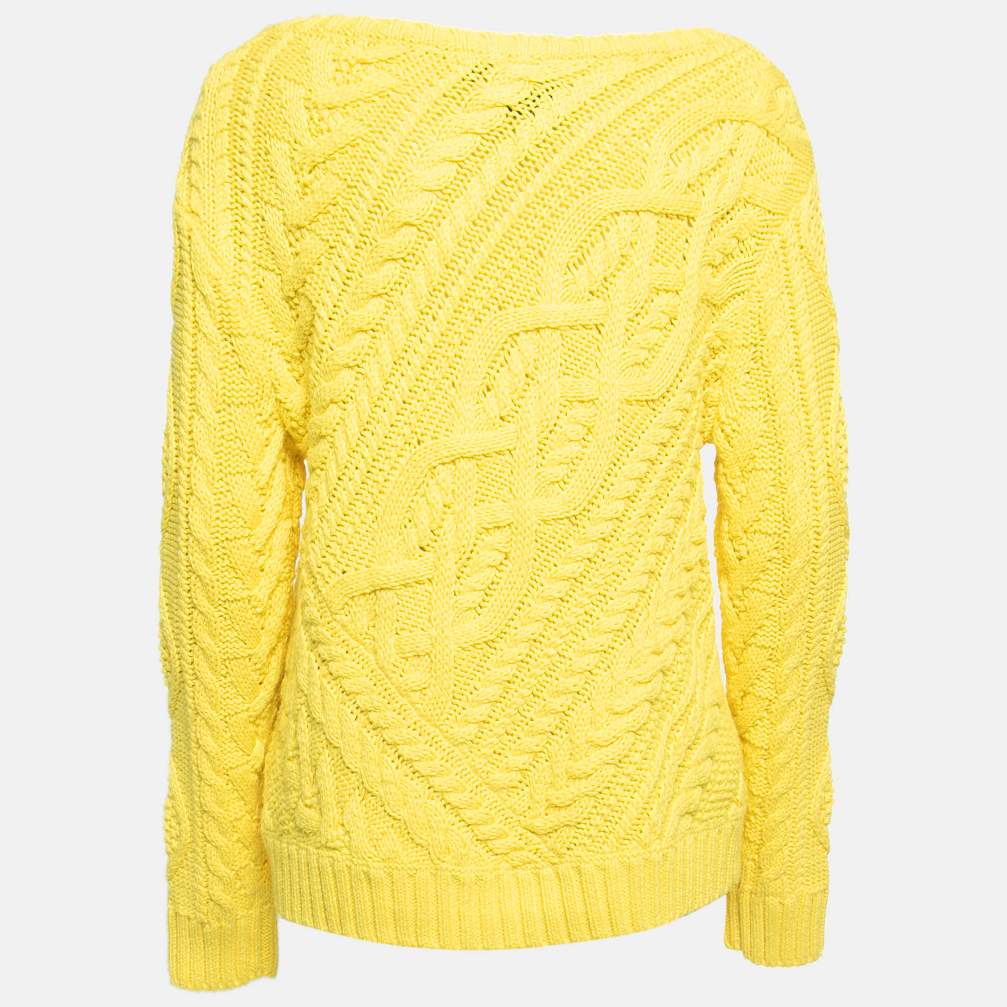 

Polo Ralph Lauren Elite Yellow Cable Knit Crew Neck Sweater