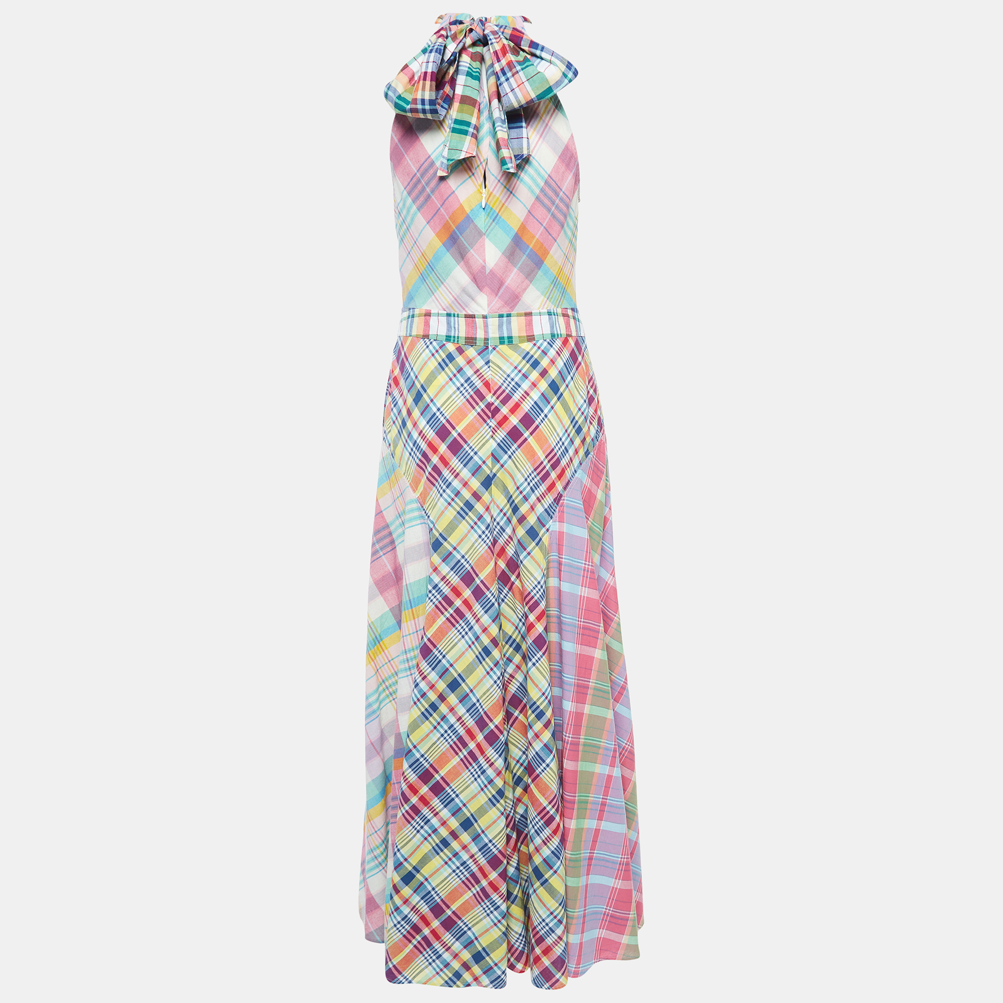 

Polo Ralph Lauren Multicolor Check Print Cotton Halterneck Dress