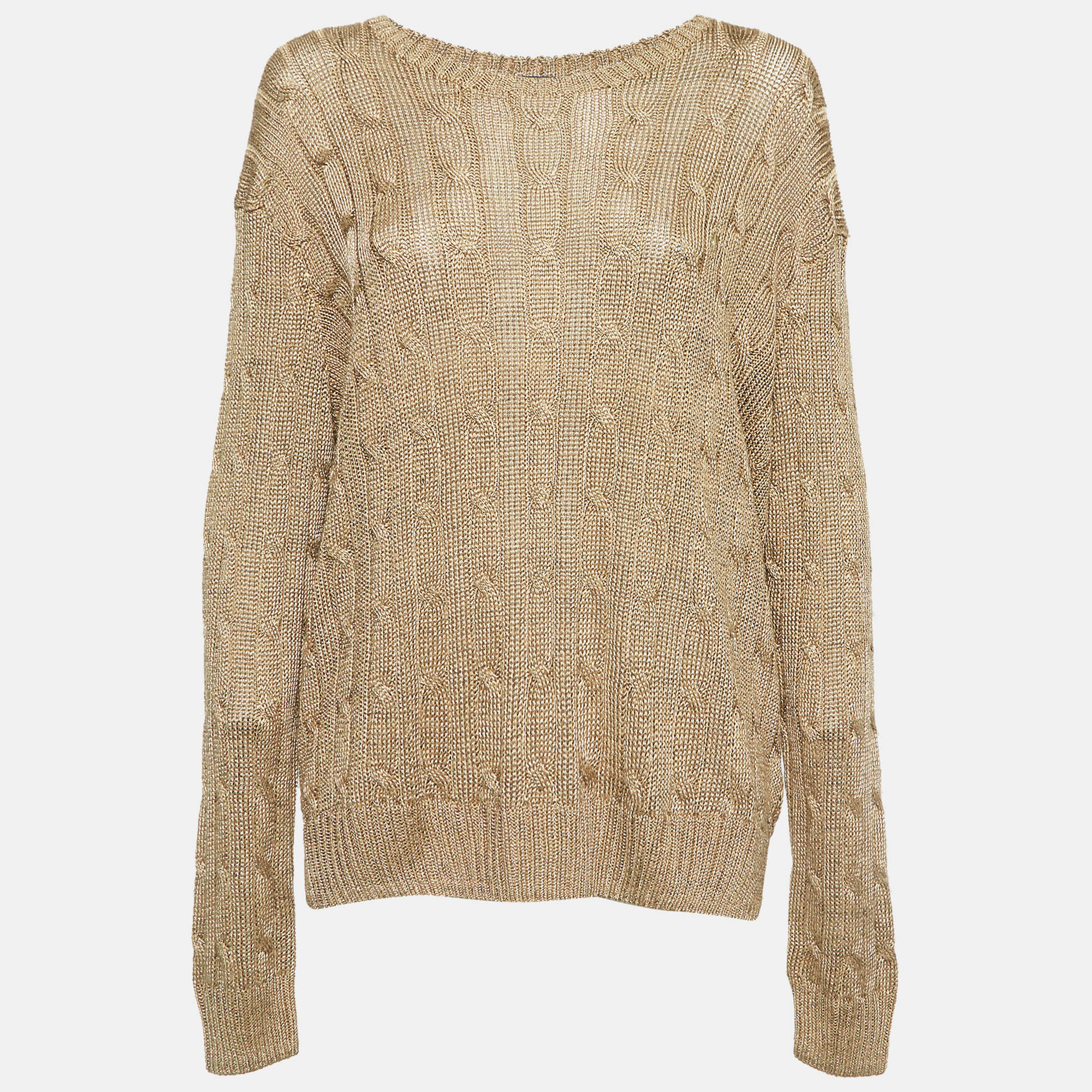 

Polo Ralph Lauren Metallic Gold Cable Knit Sweater