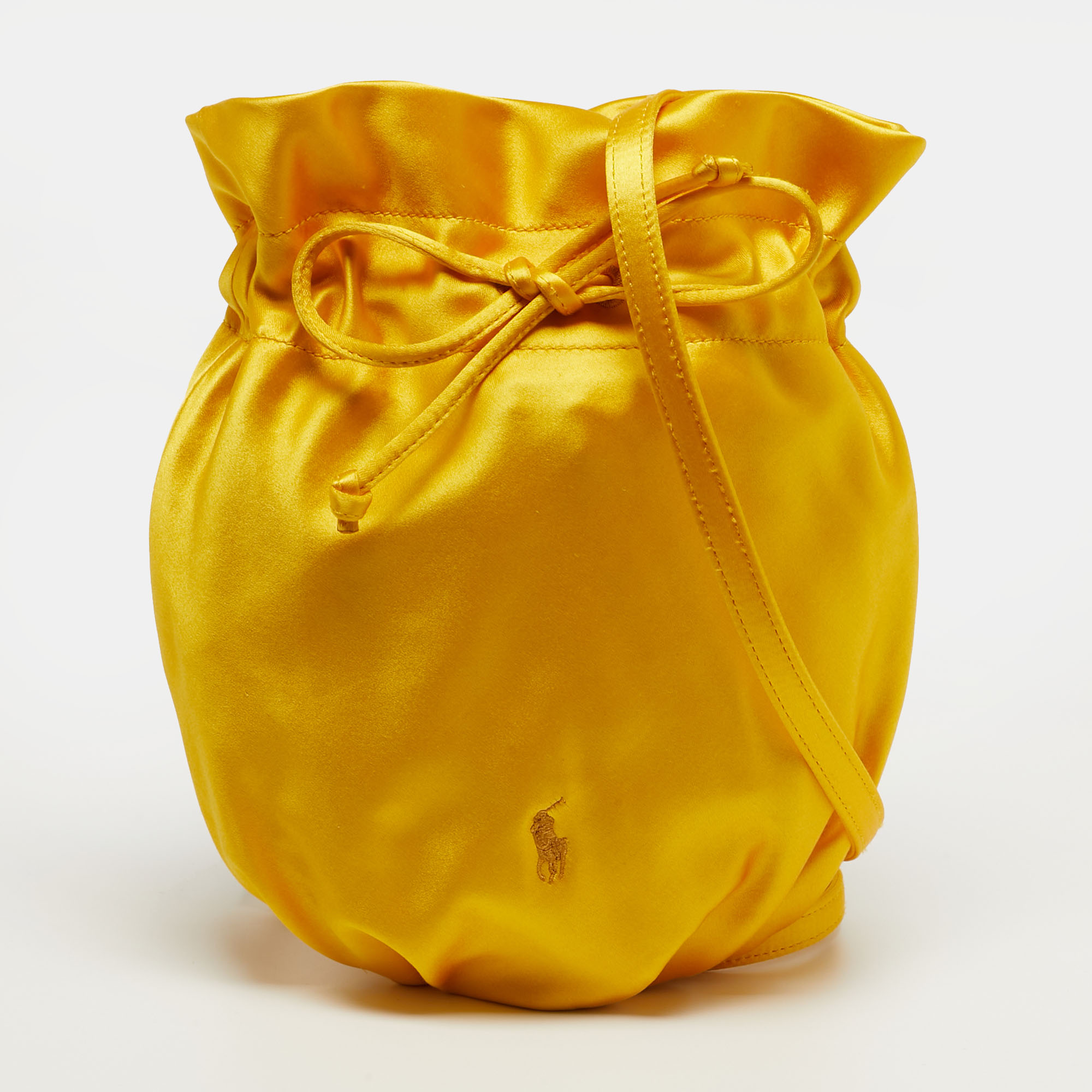 

Polo Ralph Lauren Big Pony Mustard Satin Drawstring Bucket Bag, Yellow