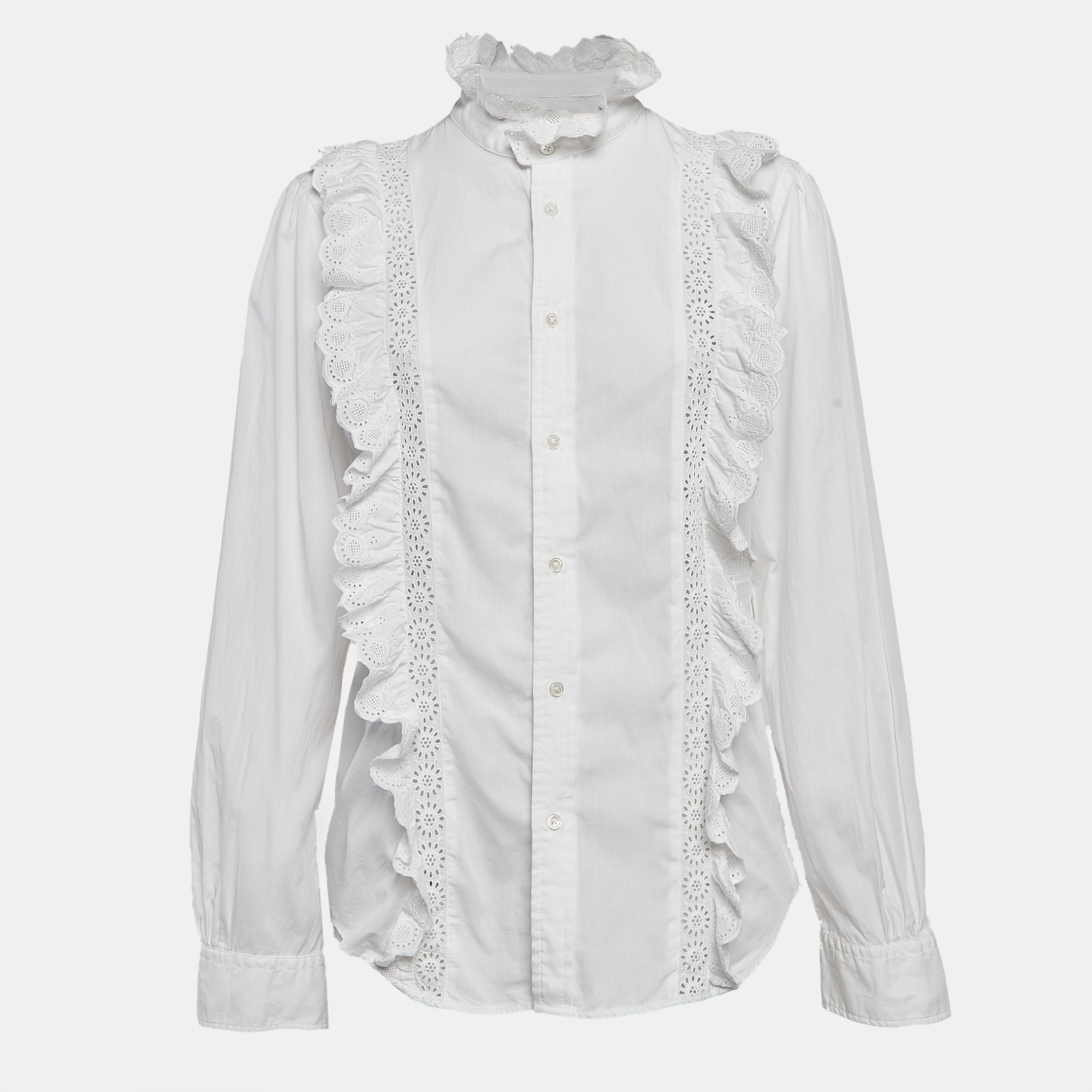 

Polo Ralph Lauren White Cotton Ruffled Shirt L