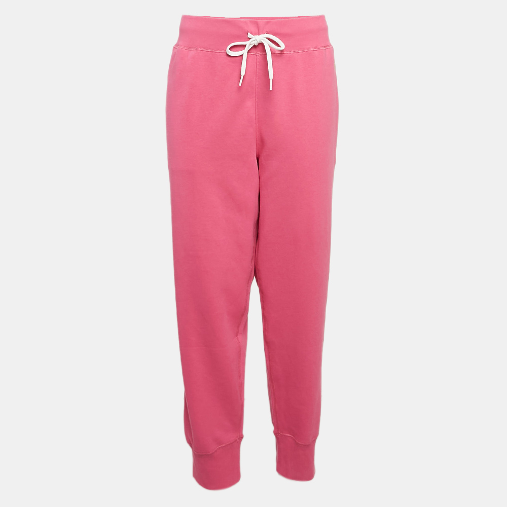 

Polo Ralph Lauren Pink Logo Embroidered Cotton Blend Knit Trackpants XL