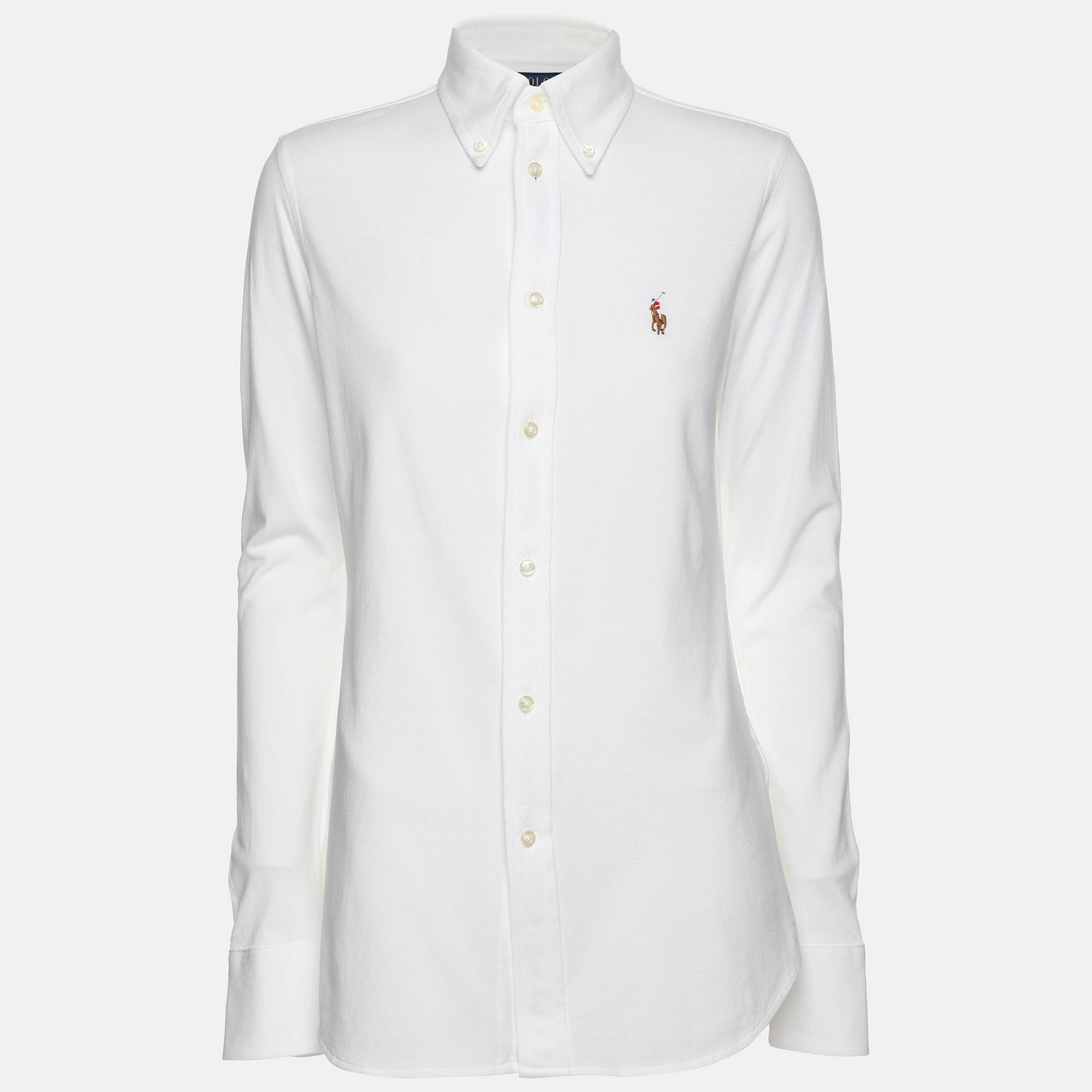 

Polo Ralph Lauren White Knit Cotton Button Front Oxford Shirt S