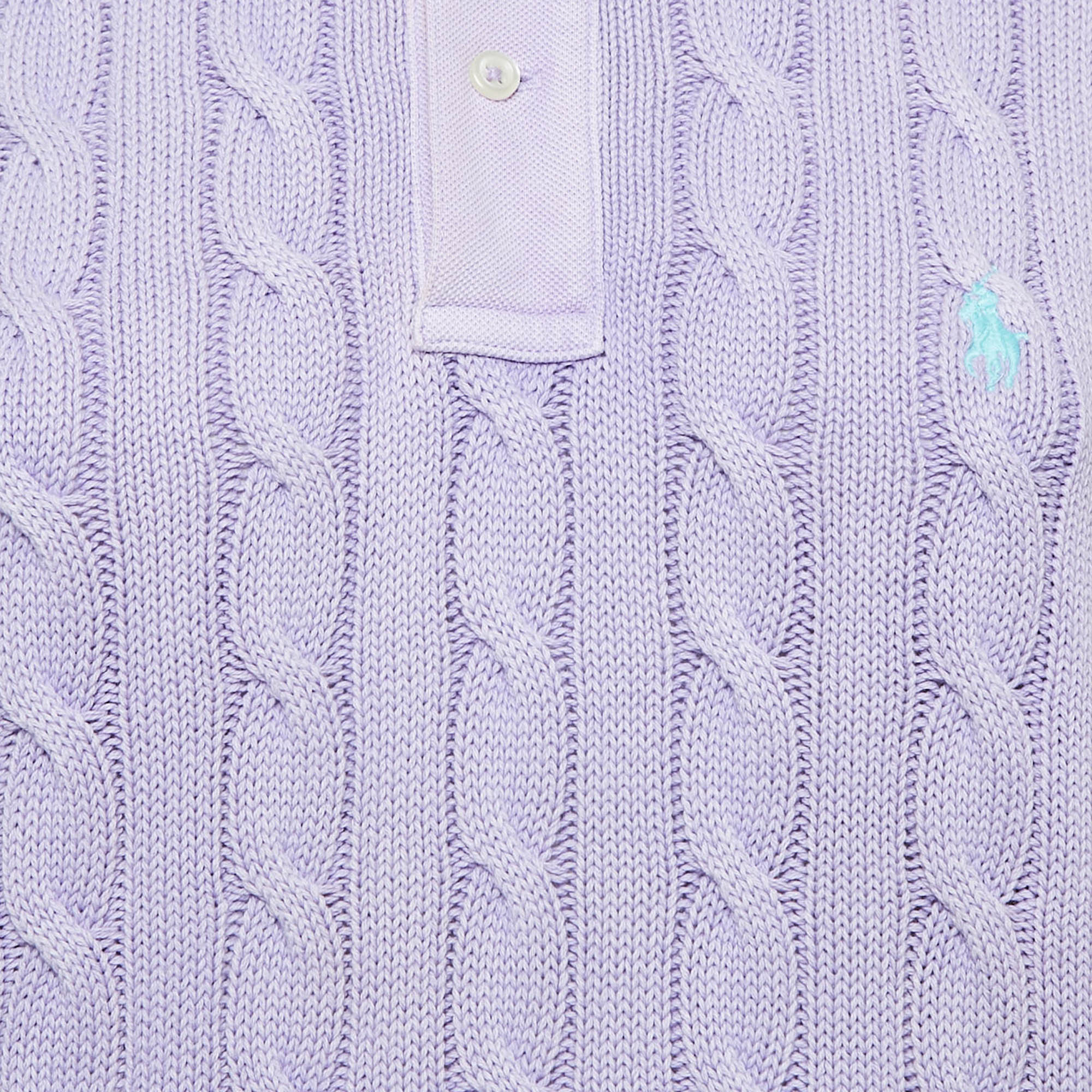 Polo Ralph Lauren Light Purple Cable Knit Polo T-Shirt XL 