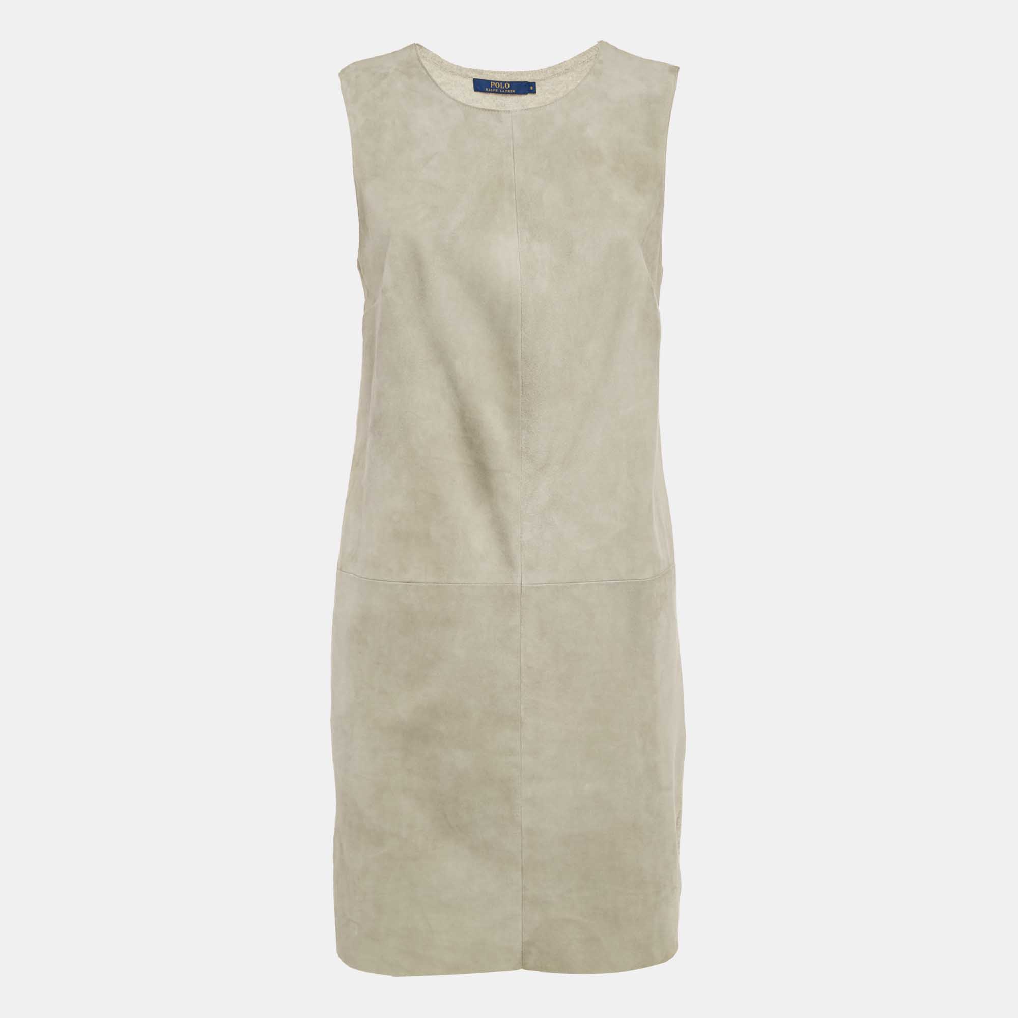 

Polo Ralph Lauren Grey Suede and Cashmere Knit Sleeveless Mini Dress M