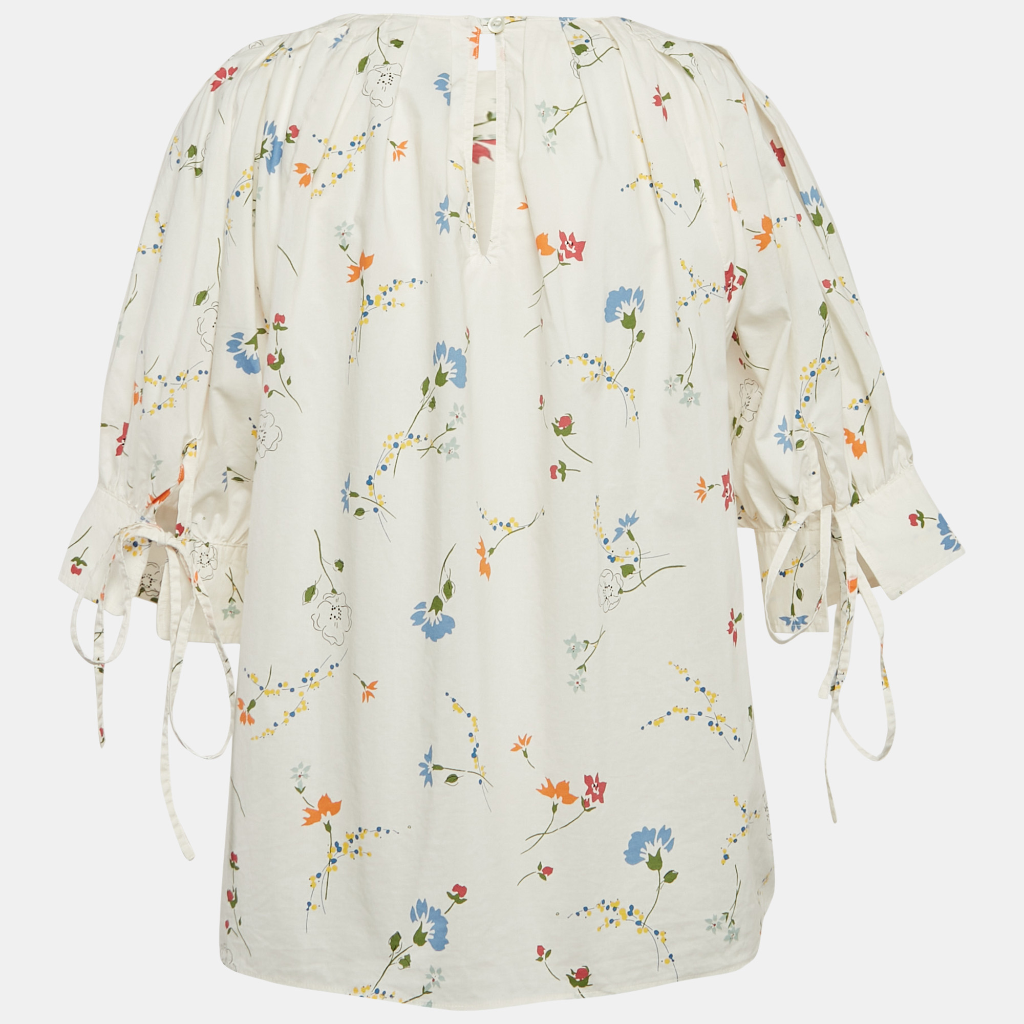 Polo Ralph Lauren White Floral Print Cotton Top M 