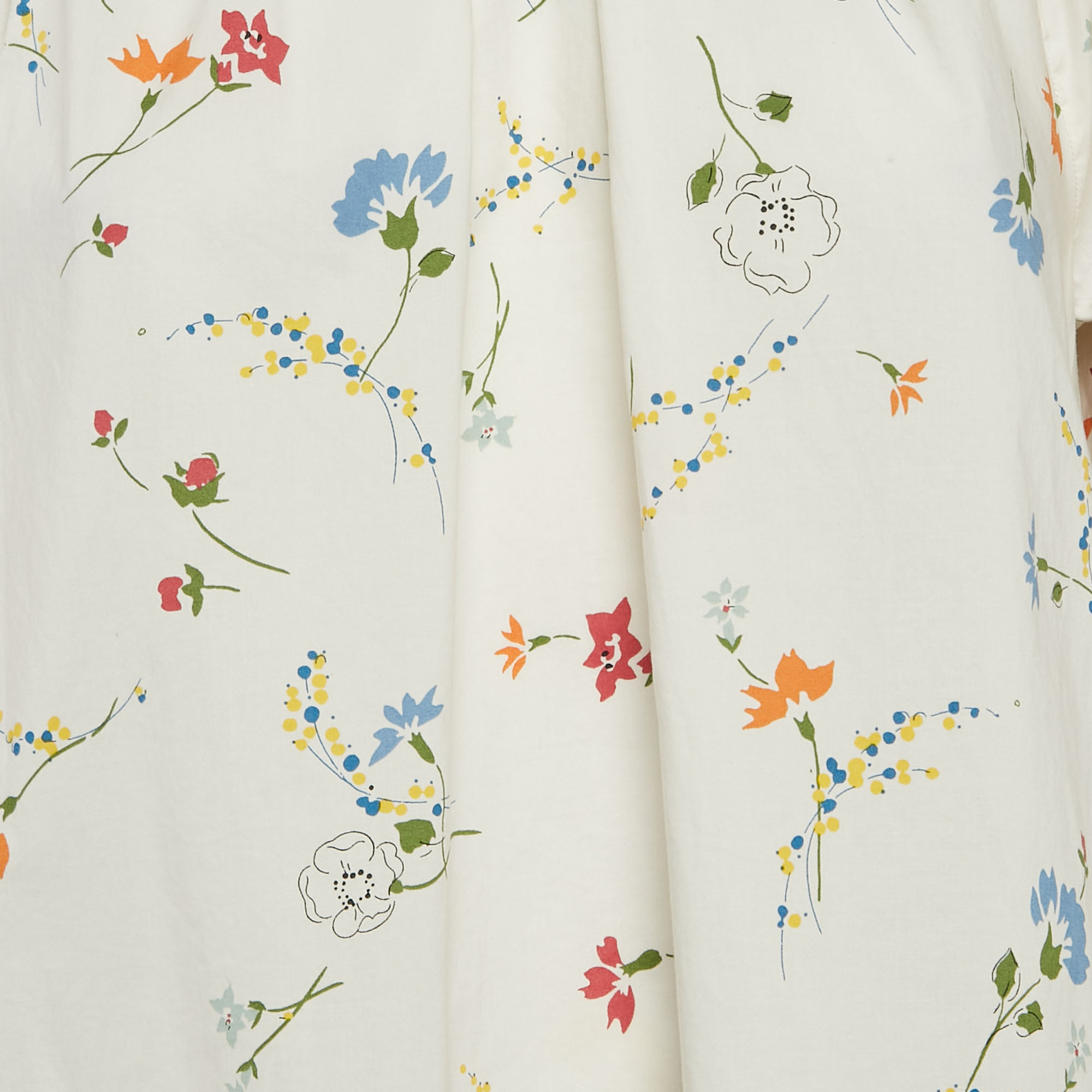 Polo Ralph Lauren White Floral Print Cotton Top M 