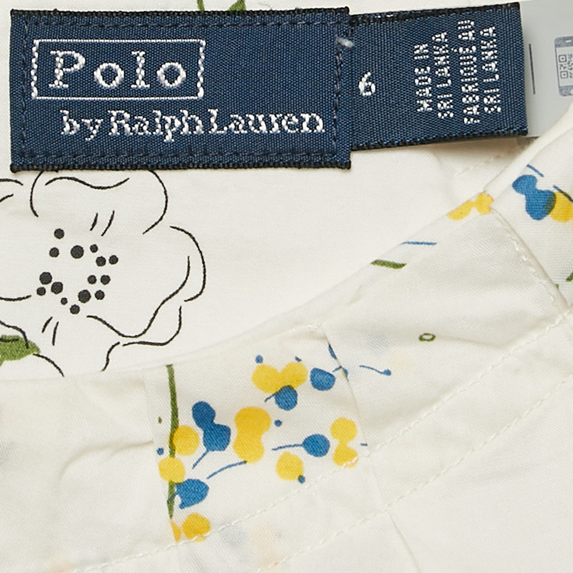 Polo Ralph Lauren White Floral Print Cotton Top M 