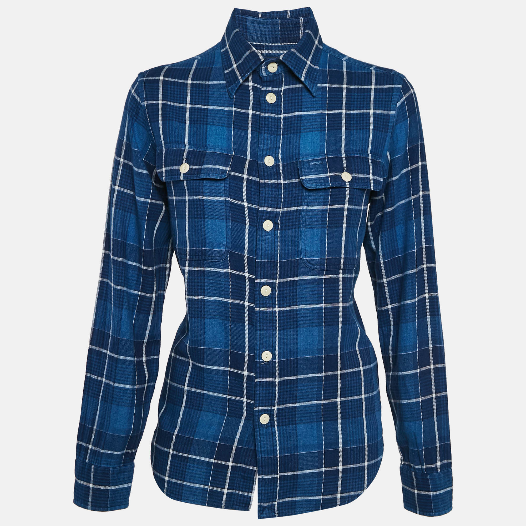 

Polo Ralph Lauren Blue Plaid Cotton Relaxed Fit Shirt S