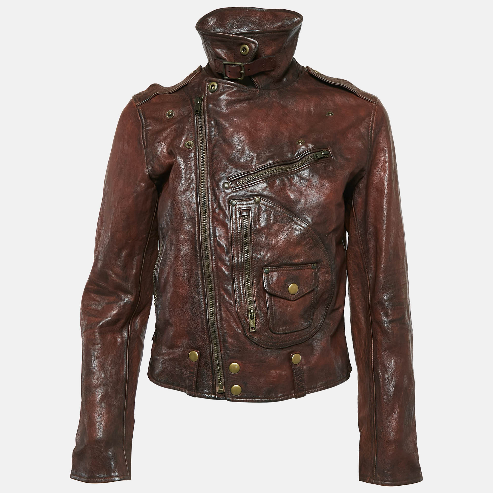 Polo Ralph Lauren Brown Leather Zip-Up Jacket XL 