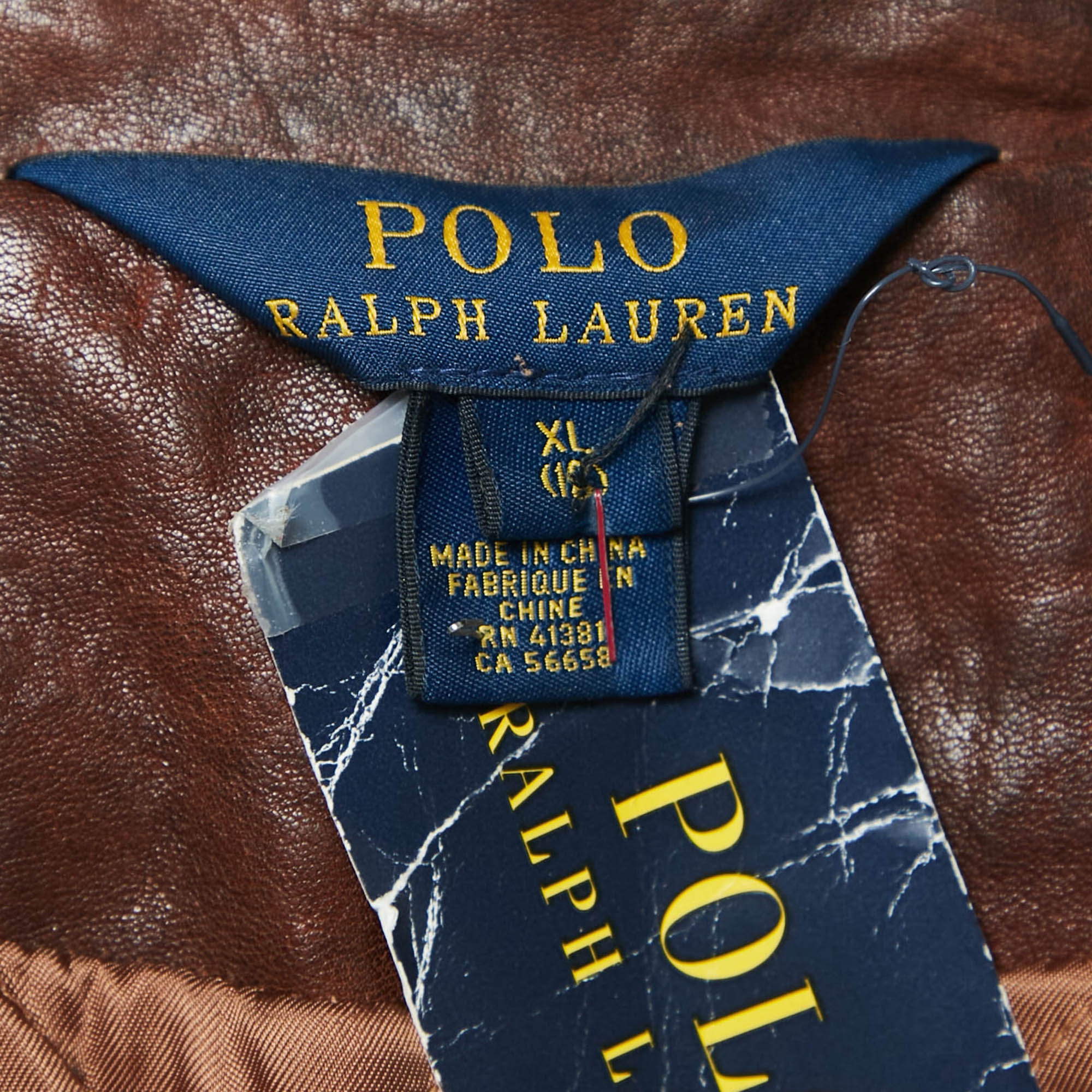 Polo Ralph Lauren Brown Leather Zip-Up Jacket XL 