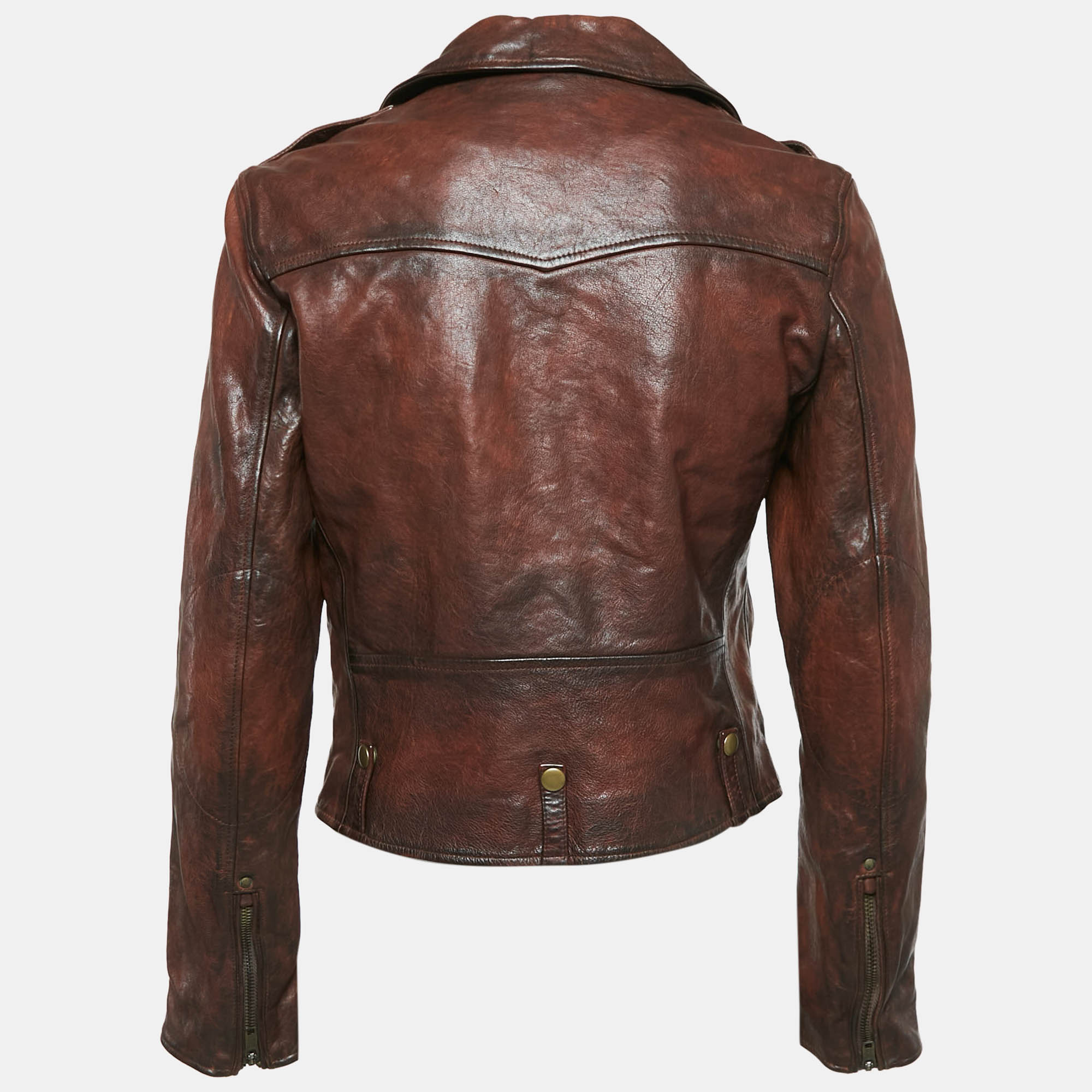 Polo Ralph Lauren Brown Leather Zip-Up Jacket XL 