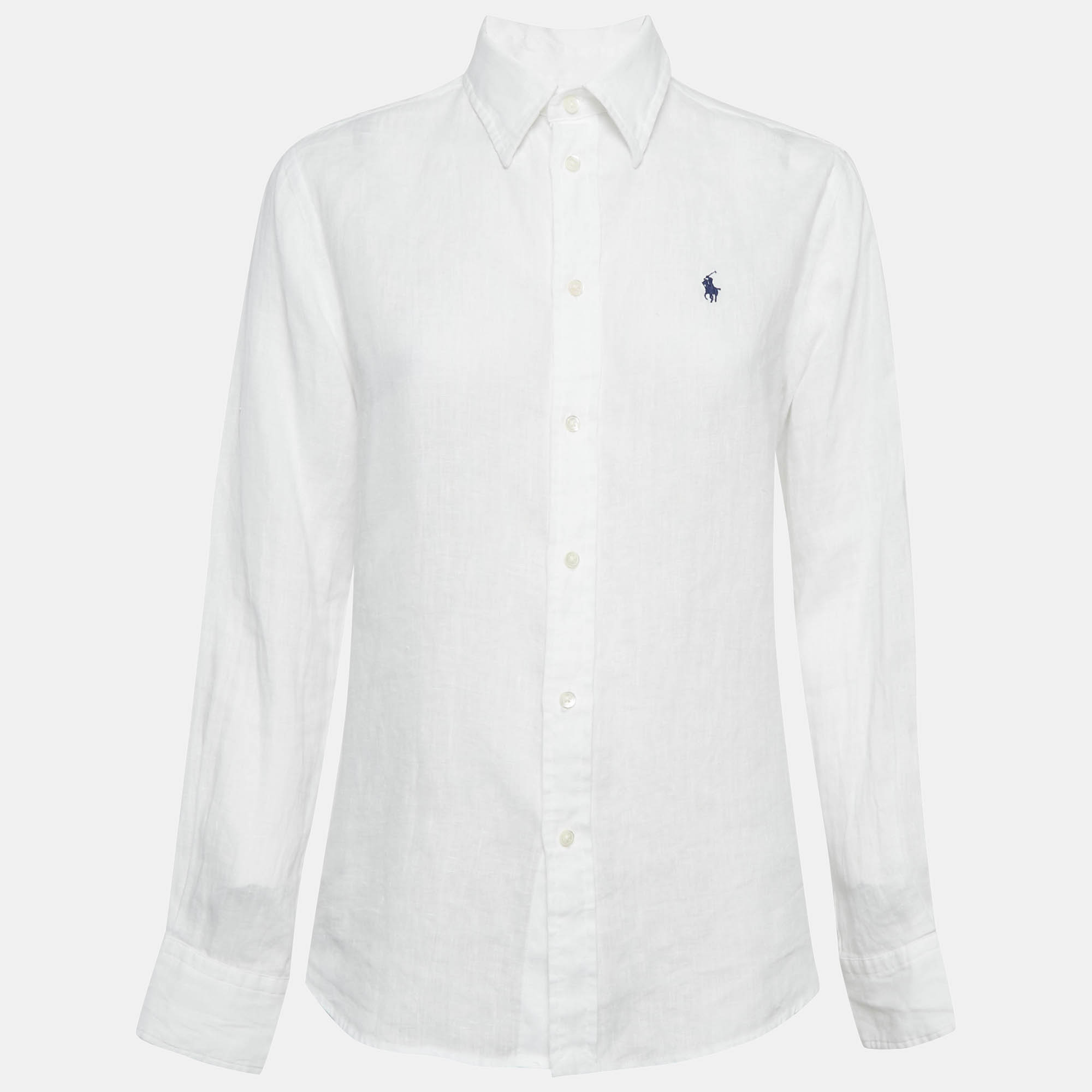 

Polo Ralph Lauren White Linen Relaxed Fit Shirt S