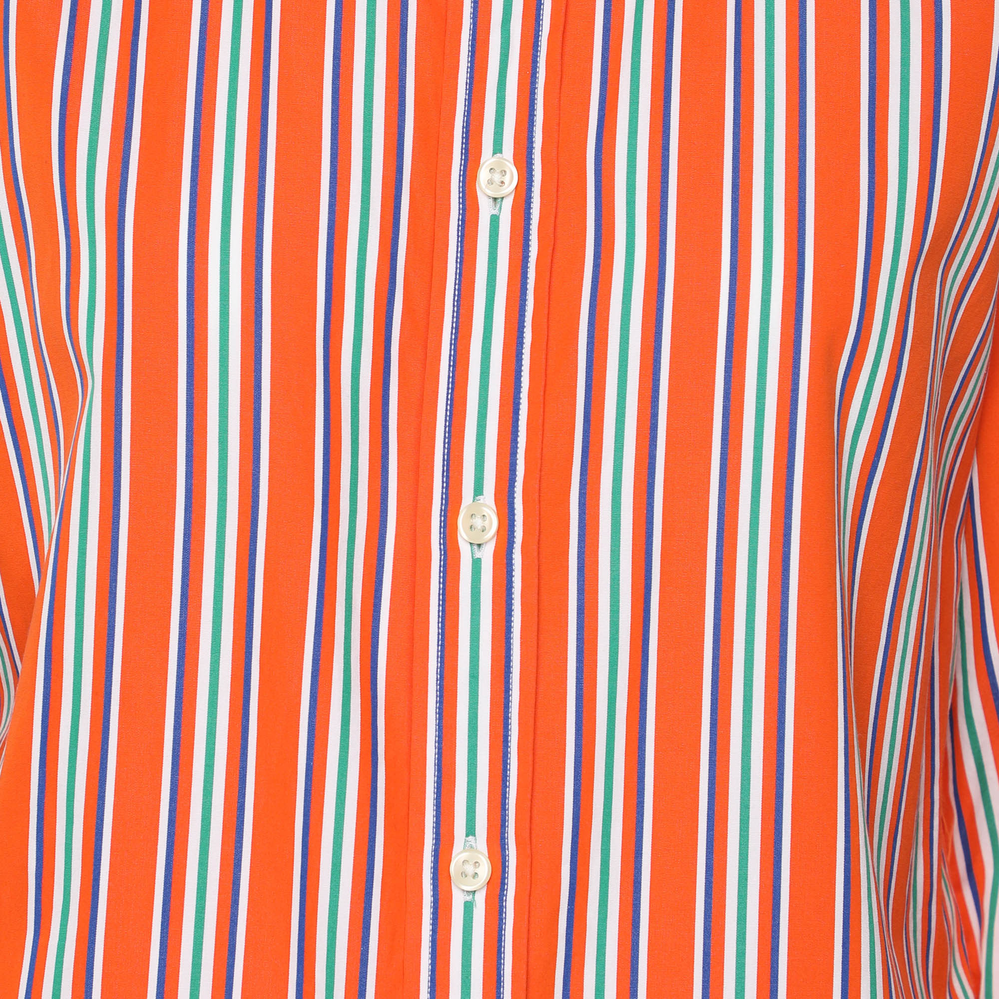 Polo Ralph Lauren Orange Stripe Cotton Long Sleeve Shirt L 