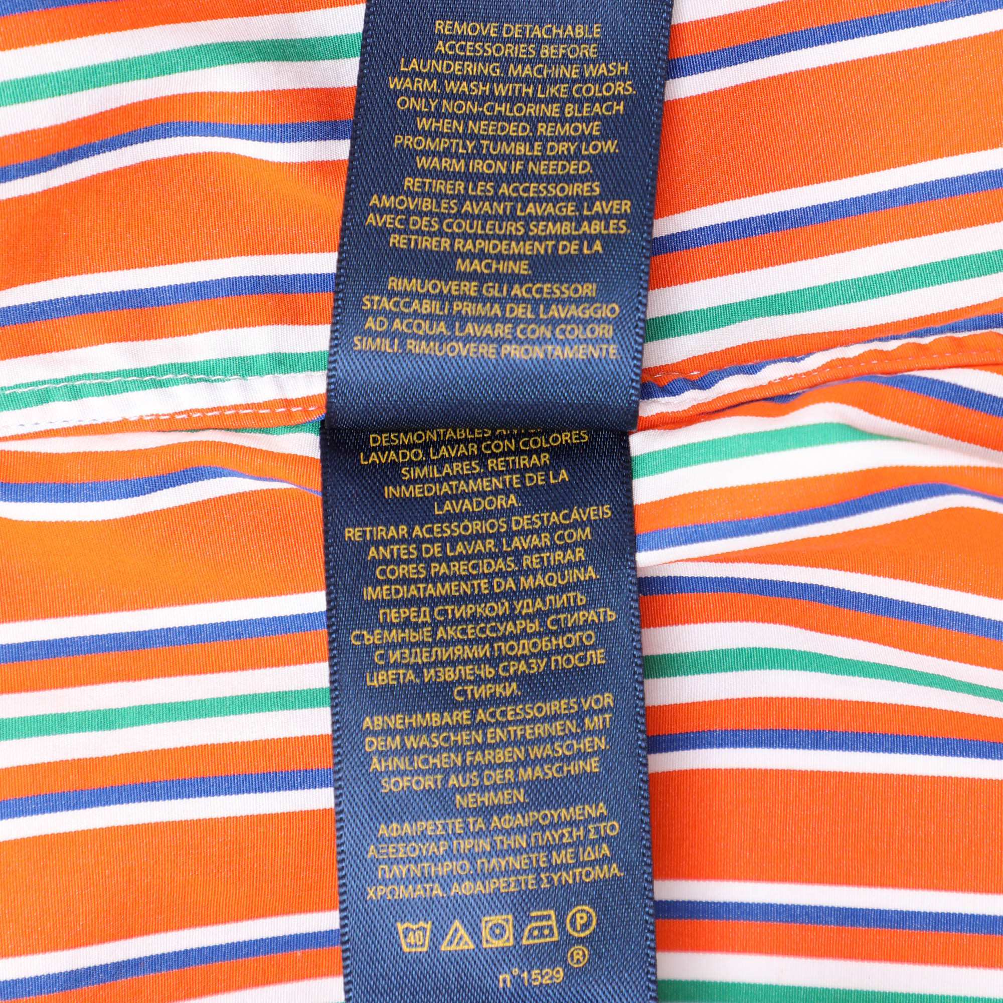 Polo Ralph Lauren Orange Stripe Cotton Long Sleeve Shirt L 