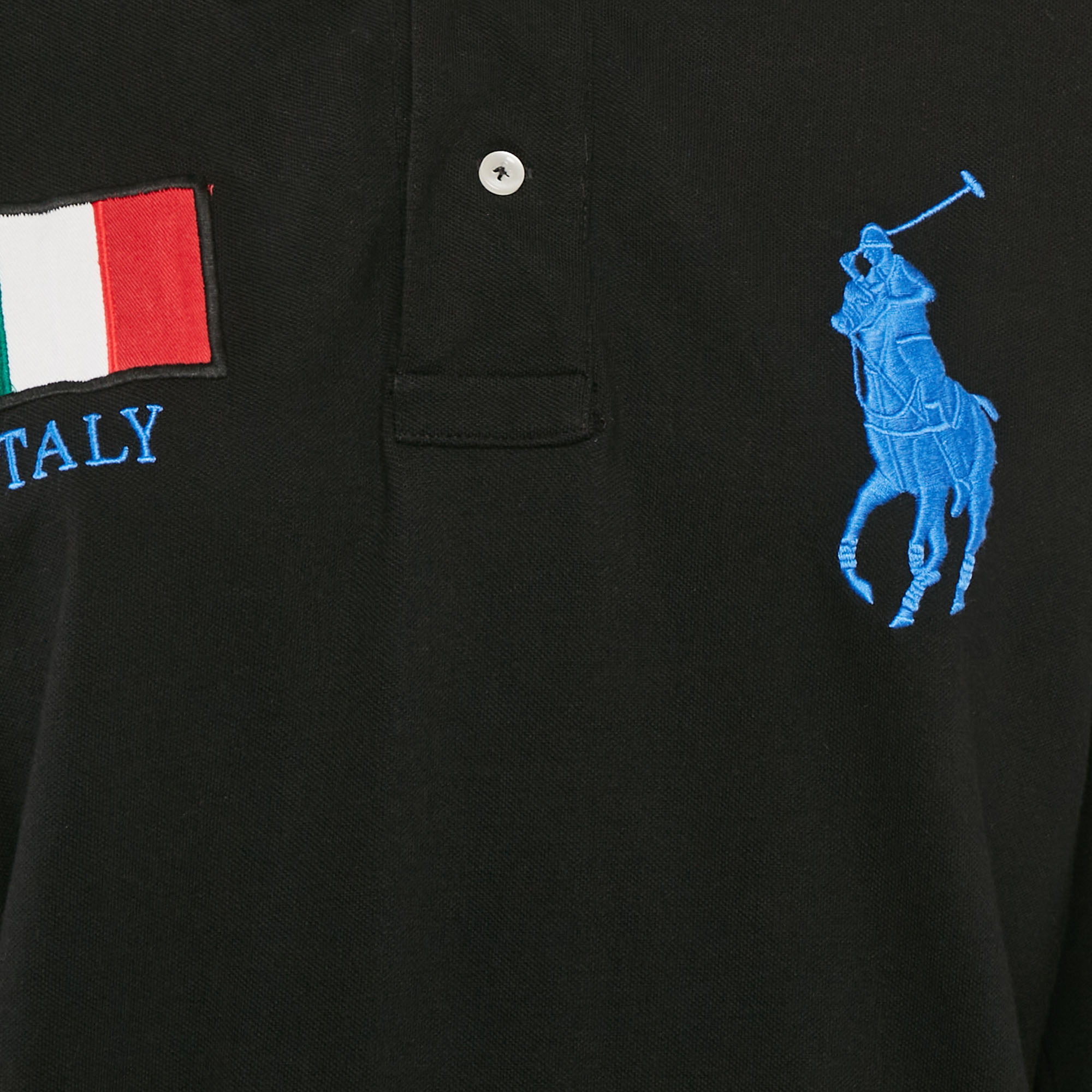 Polo Ralph Lauren Black Logo Embroidery Cotton Long Sleeve Polo T-shirt M 