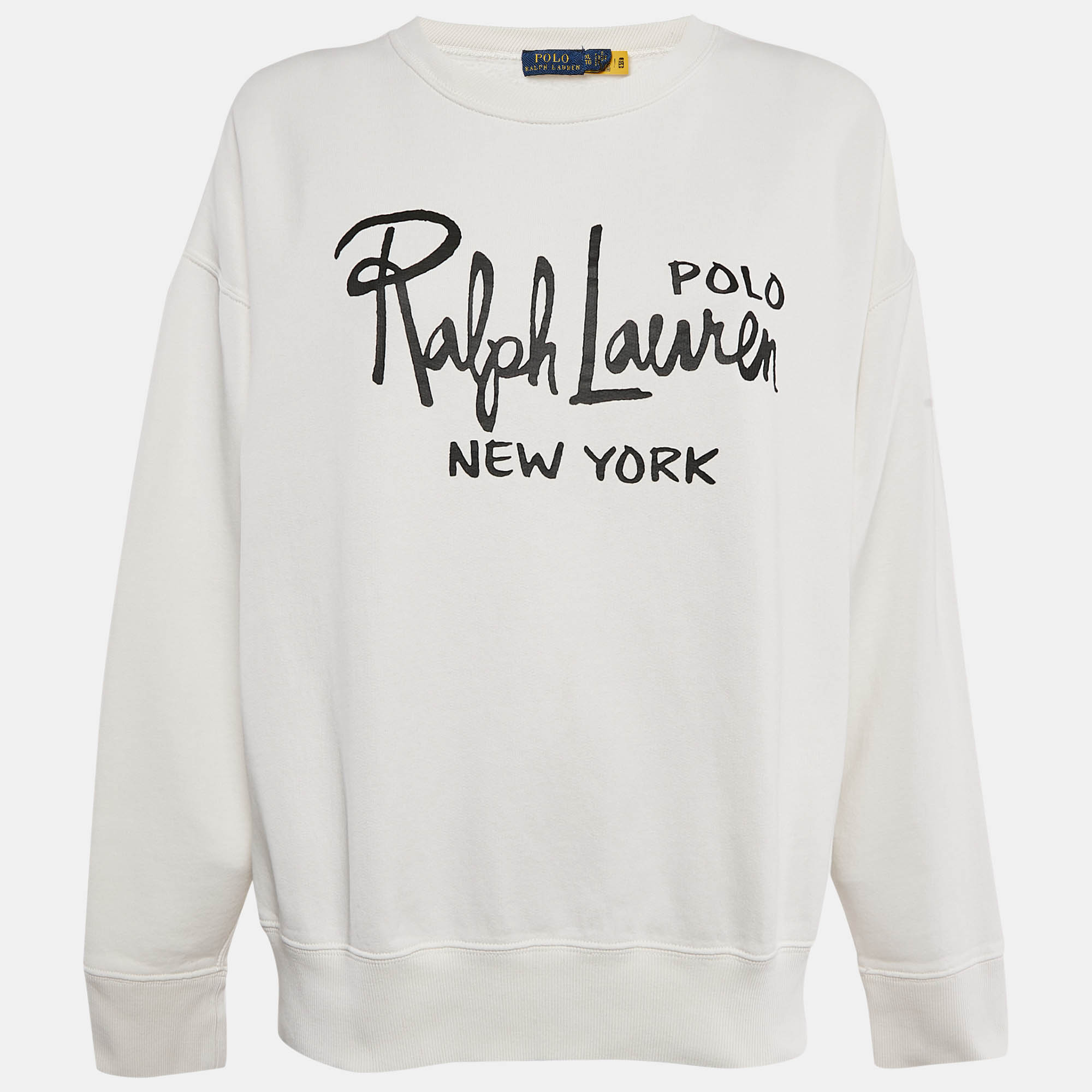 

Polo Ralph Lauren White Logo Print Cotton Crew Neck Sweatshirt XL