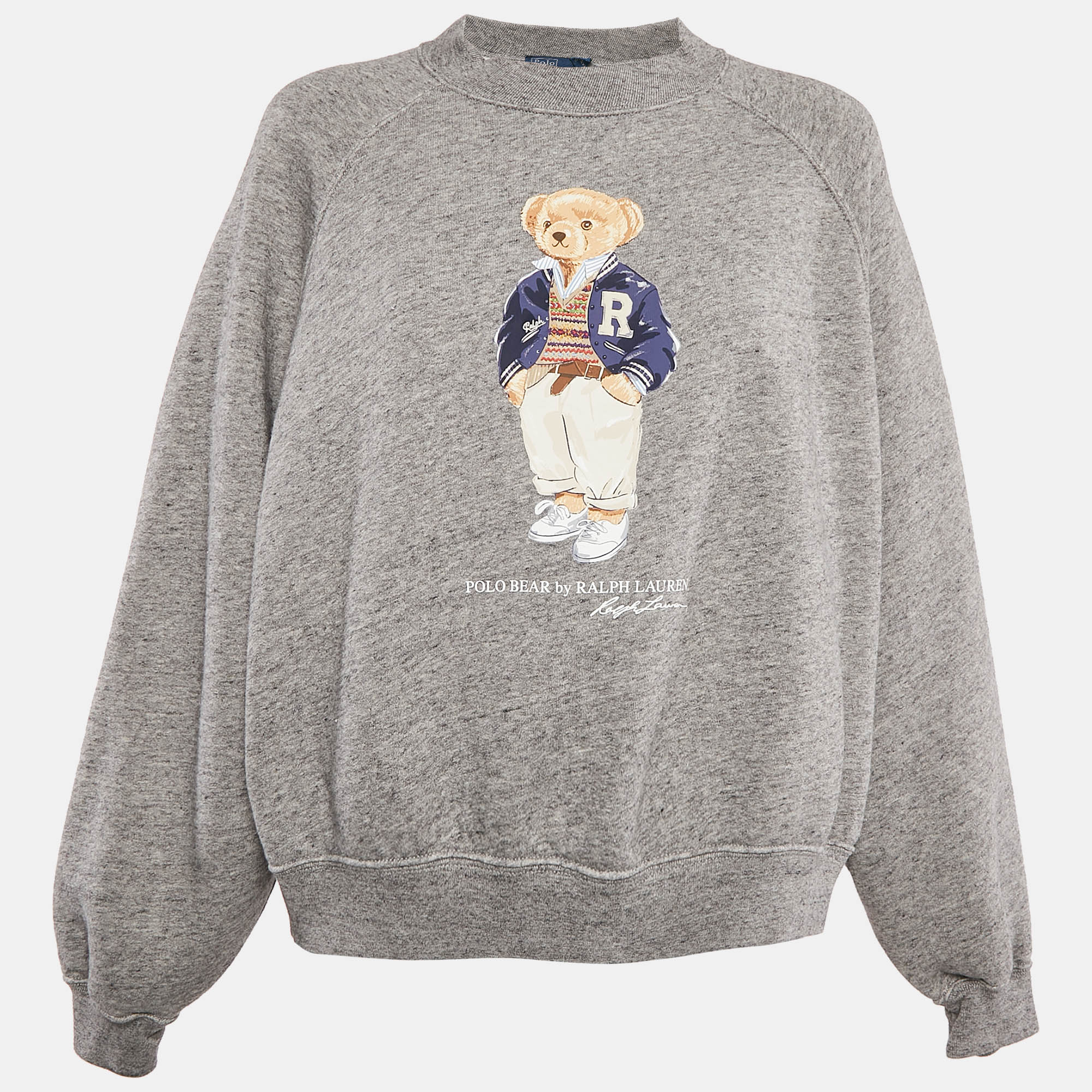 

Polo Ralph Lauren Grey Polo Bear Print Cotton Sweatshirt L