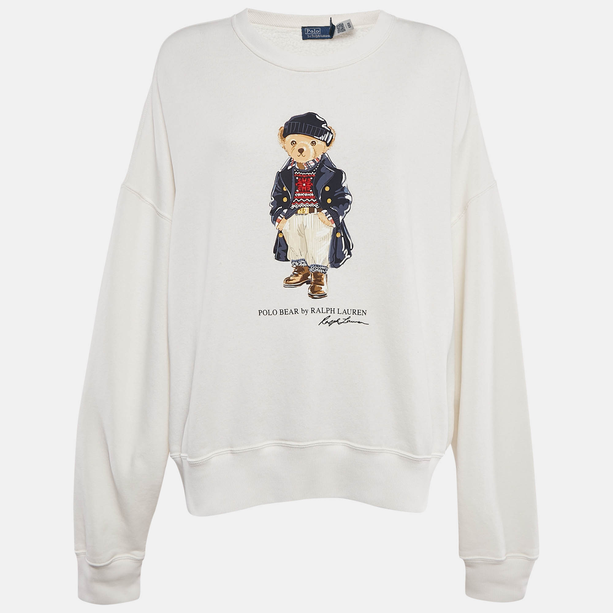 

Polo Ralph Lauren White Polo Bear Print Cotton Sweatshirt XXL