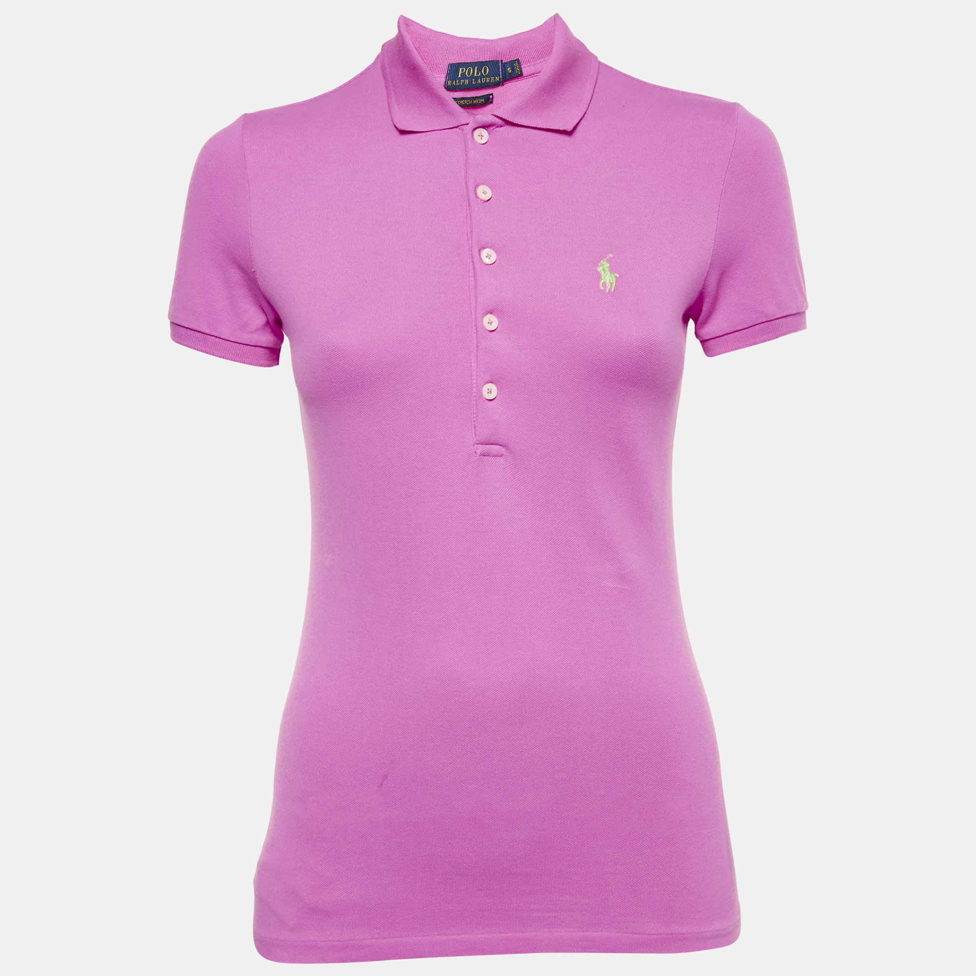 

Polo Ralph Lauren Pink Stretch Mesh Cotton Polo T-Shirt S