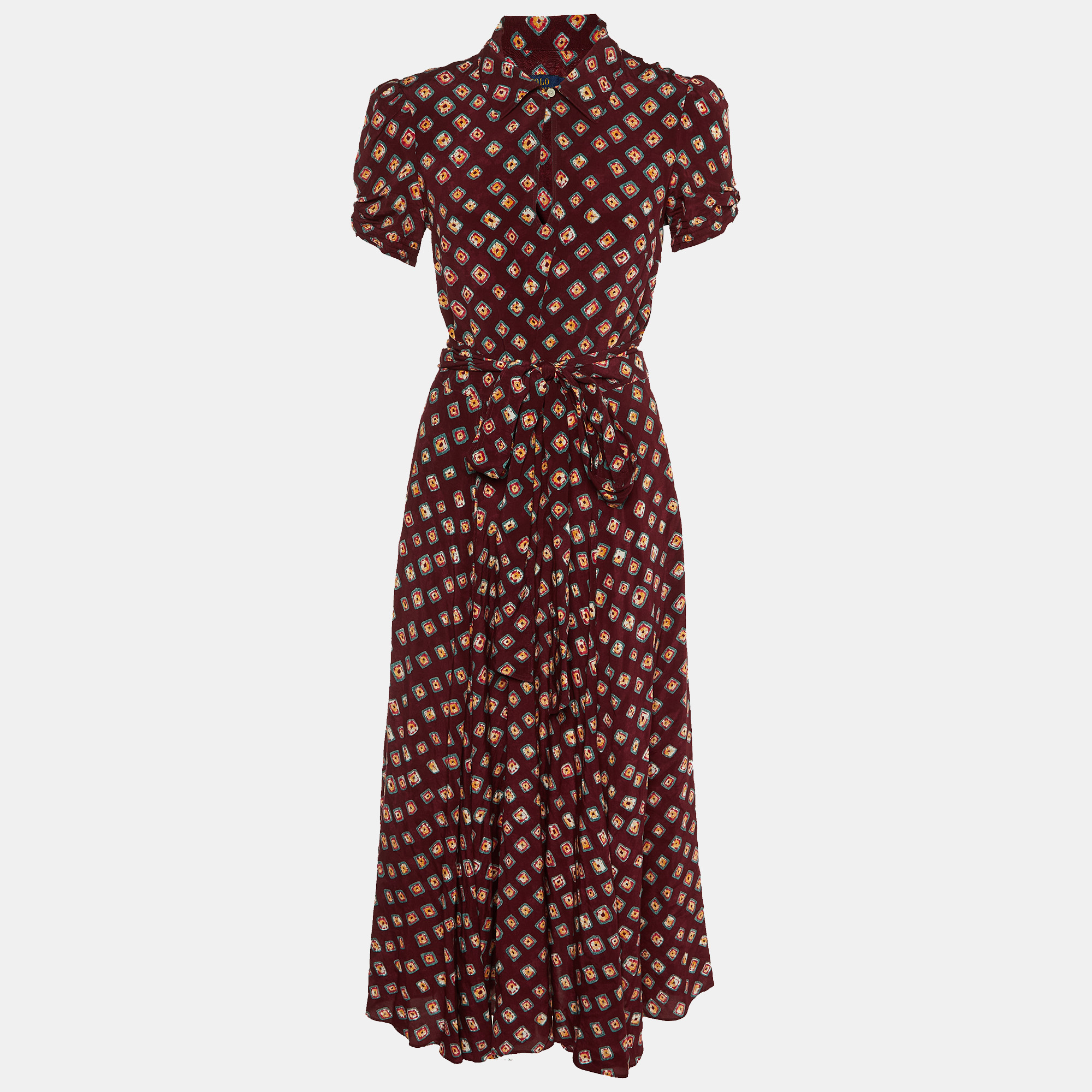 

Polo Ralph Lauren Burgundy Printed Satin Midi Dress M