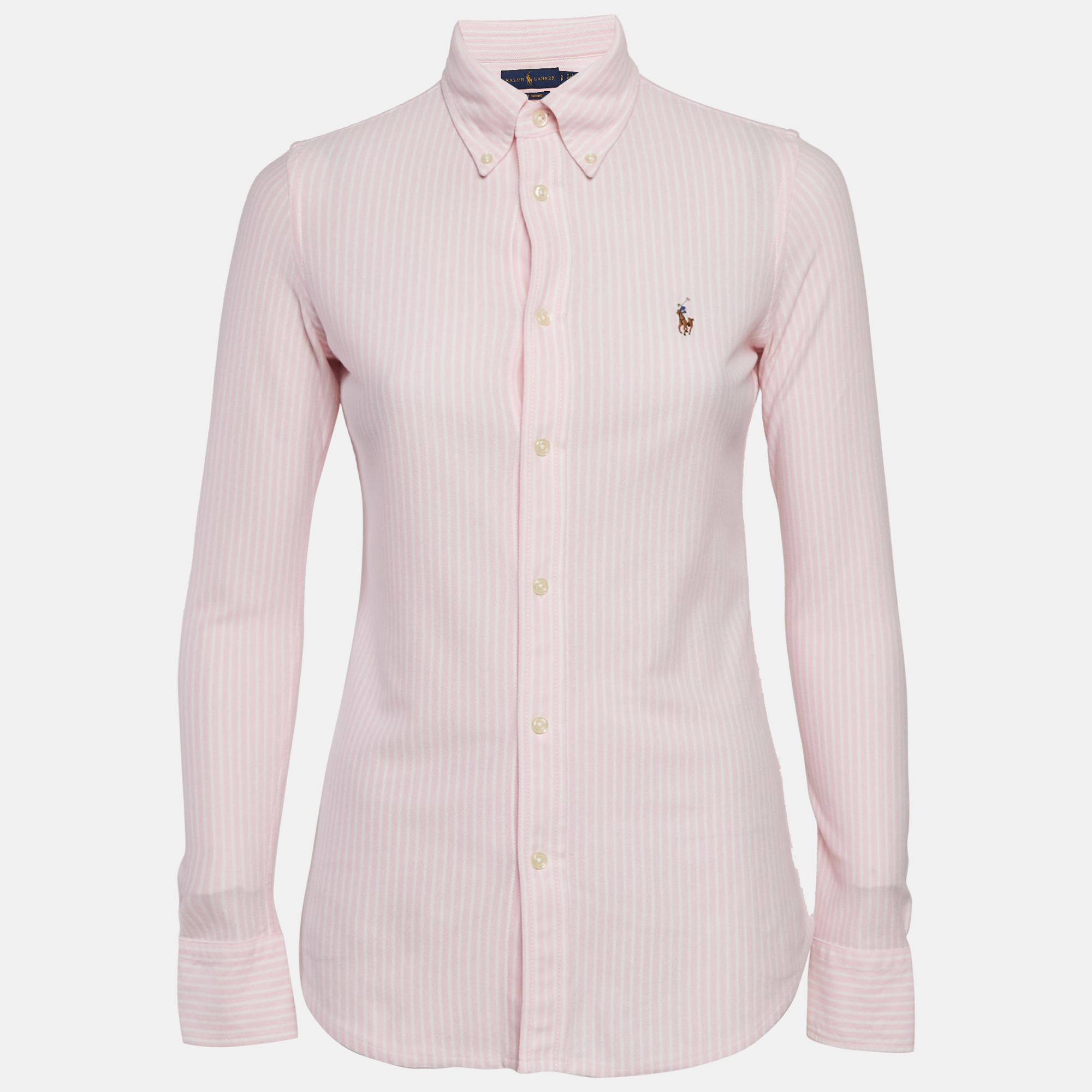

Polo Ralph Lauren Pink Stripe Cotton Knit Button Front Shirt S