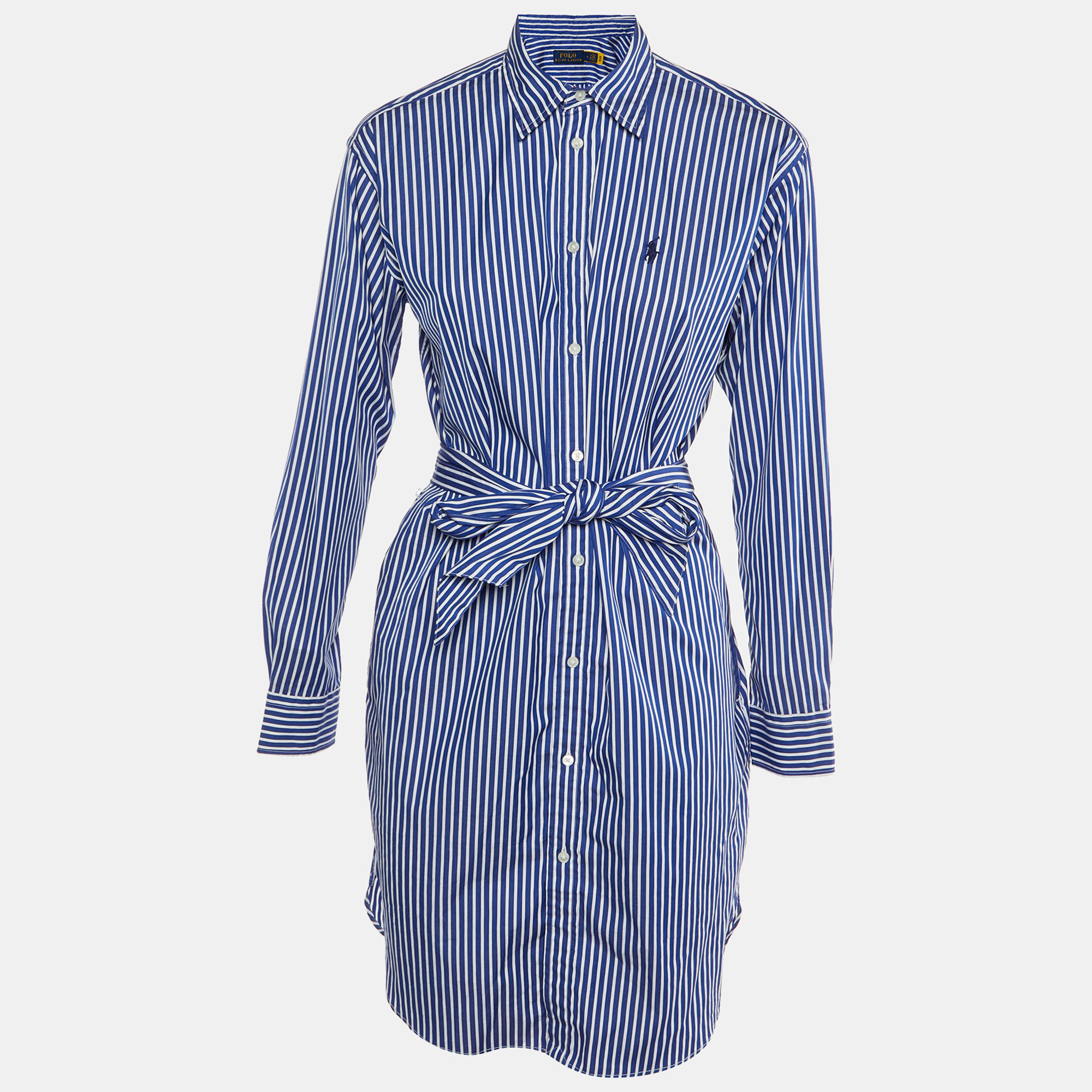 

Polo Ralph Lauren Blue Striped Cotton Shirt Dress S
