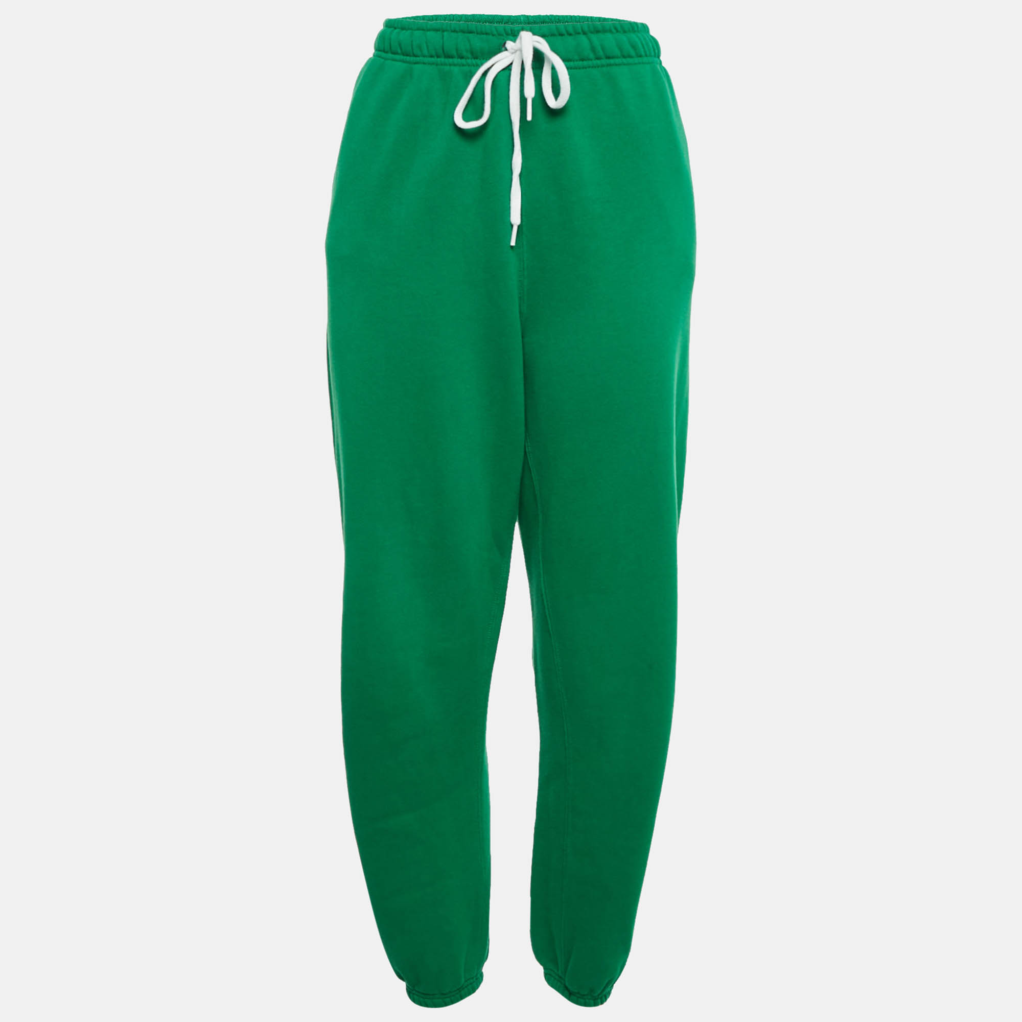 Pre-owned Polo Ralph Lauren Green Cotton Knit Sweatpants M