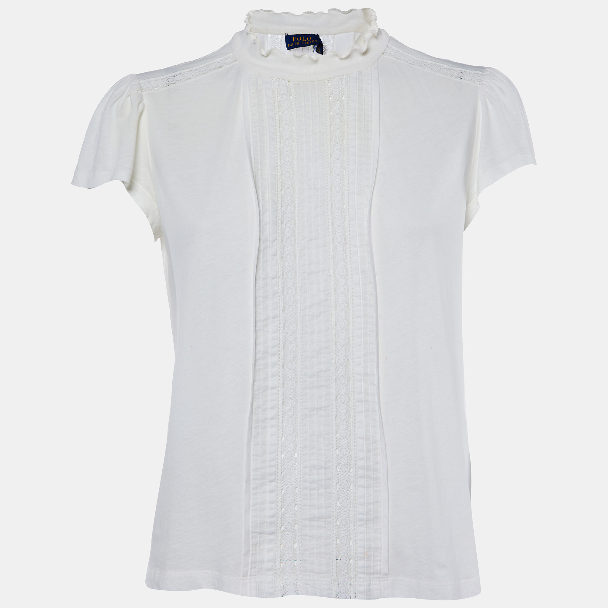 

Polo Ralph Lauren Off White Cotton Lace Trim Top M