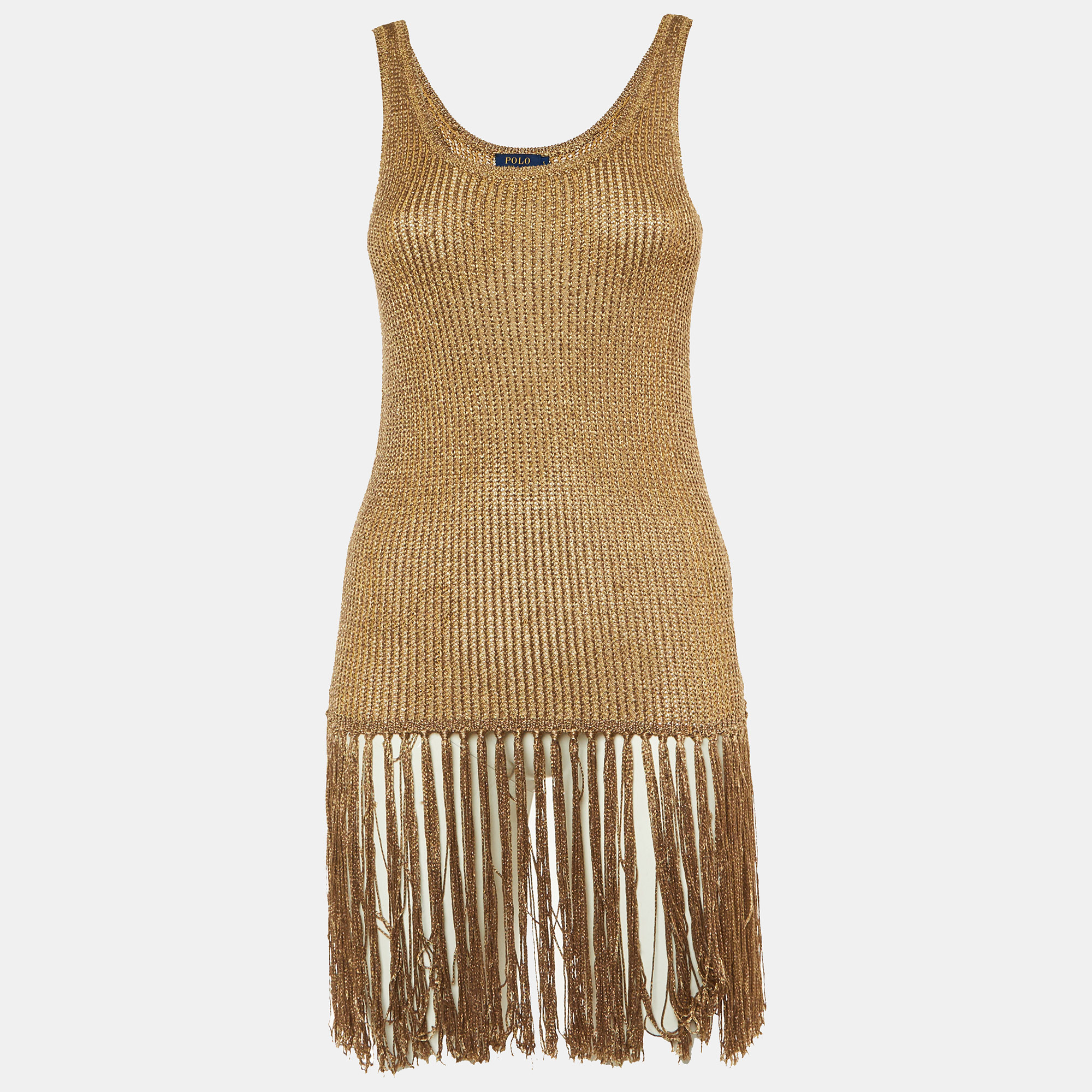 

Polo Ralph Lauren Metallic Knit Fringed Top S