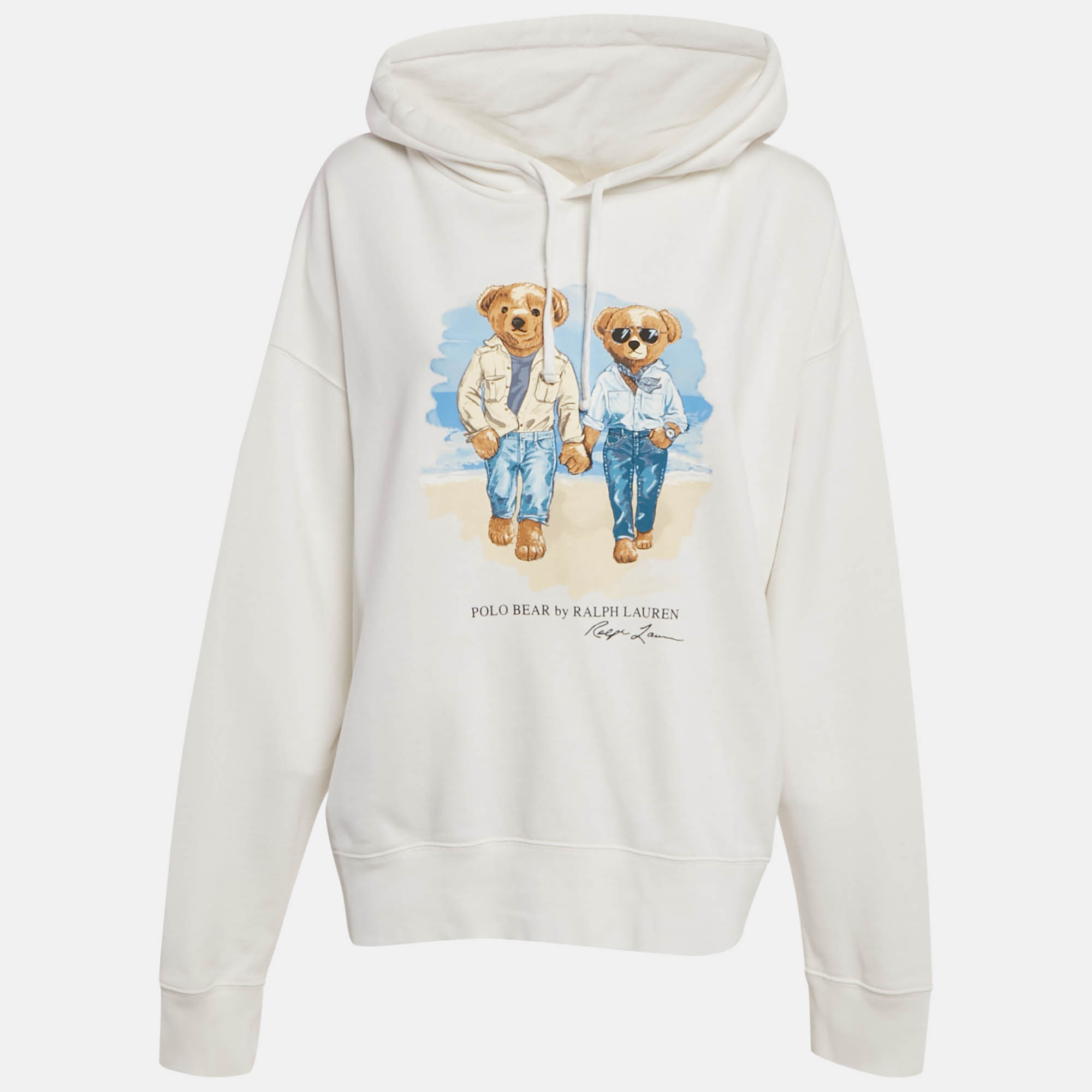 

Polo Ralph Lauren White The Ralph & Ricky Bear Print Cotton Hooded Sweatshirt XXL