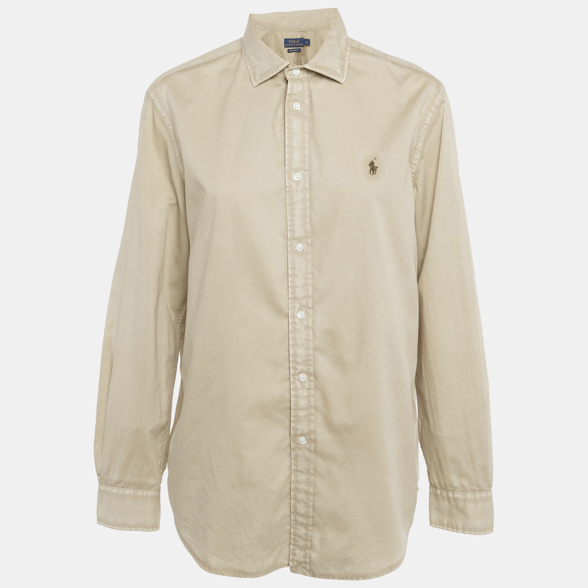 

Polo Ralph Lauren Beige Logo Embroidered Cotton Relaxed Fit Shirt XL
