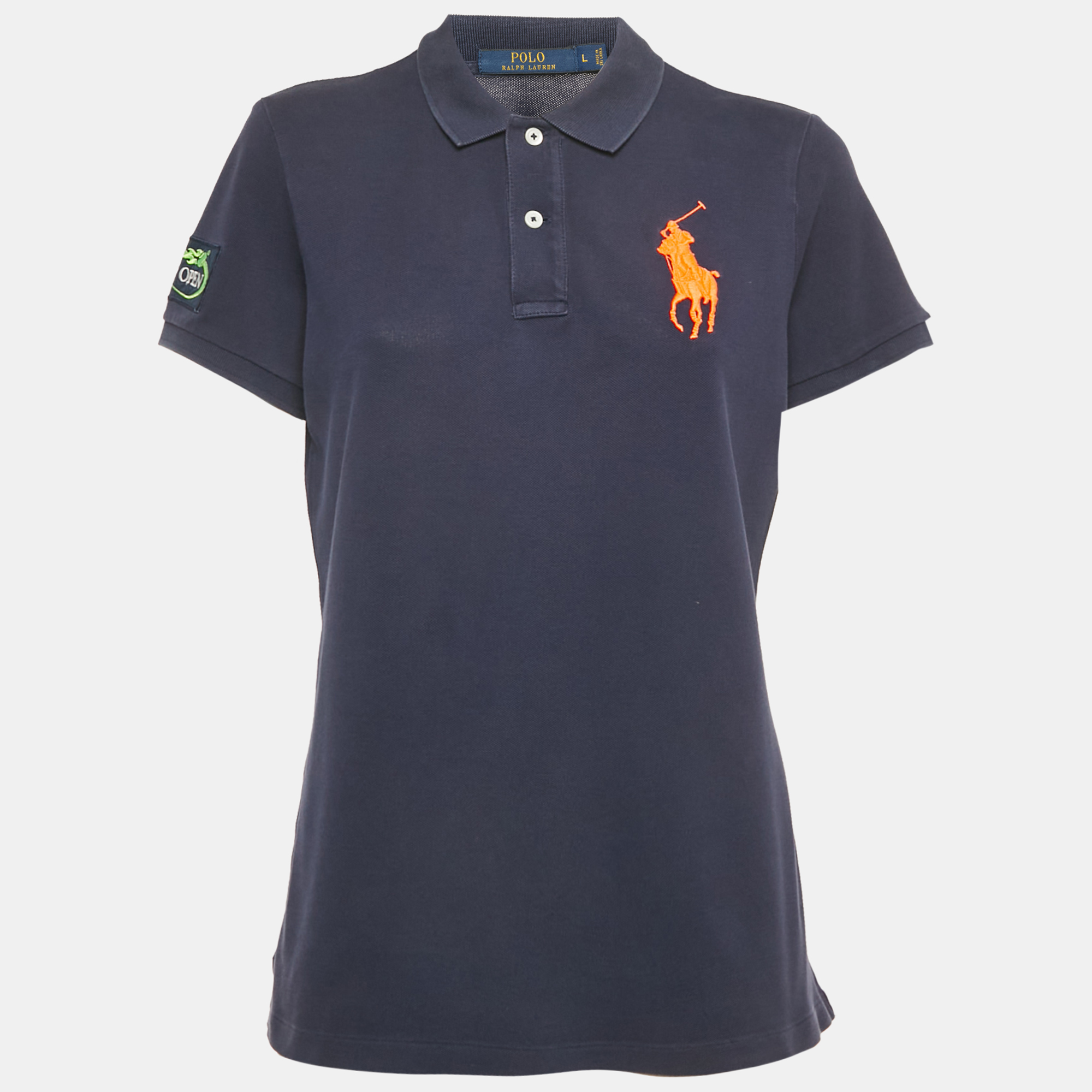 

Polo Ralph Lauren Navy Blue Logo Embroidered Cotton Polo T-Shirt L
