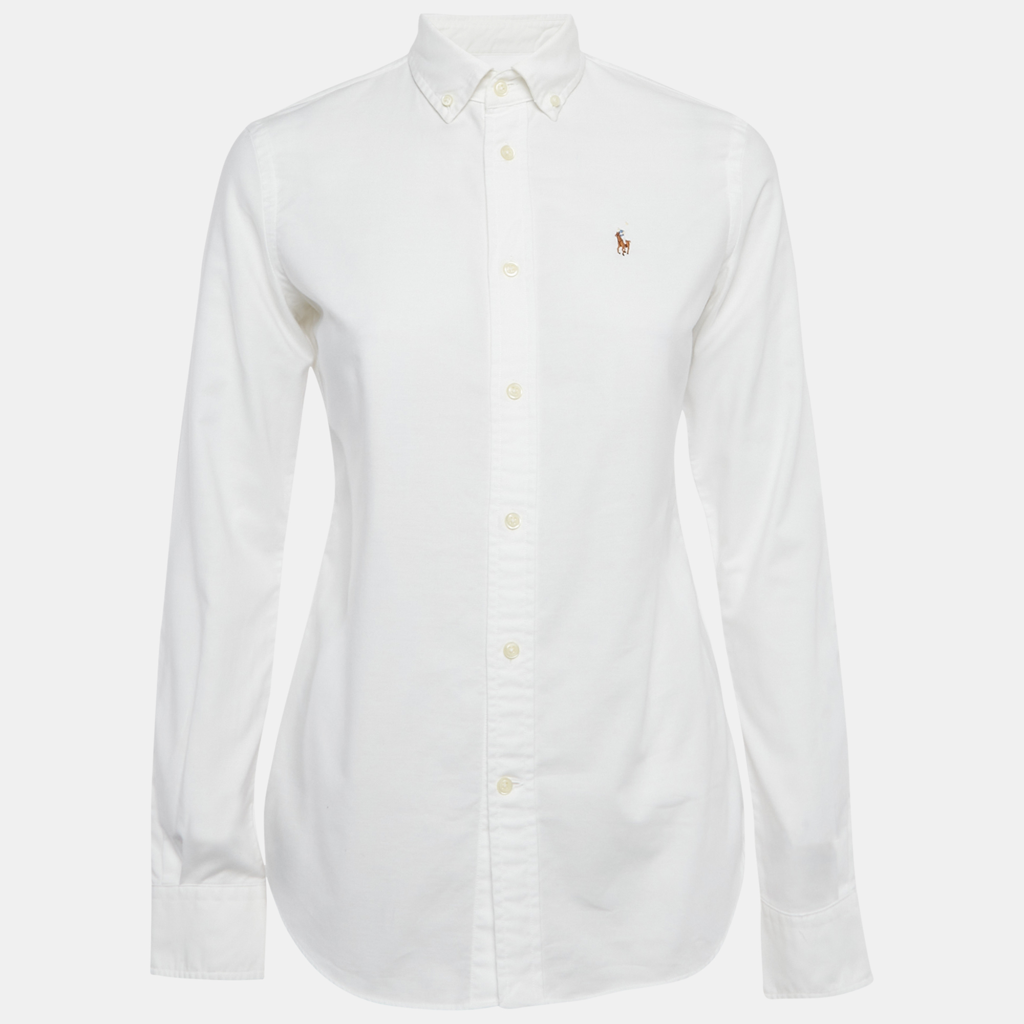 

Polo Ralph Lauren White Logo Embroidered Cotton Slim Fit Shirt S