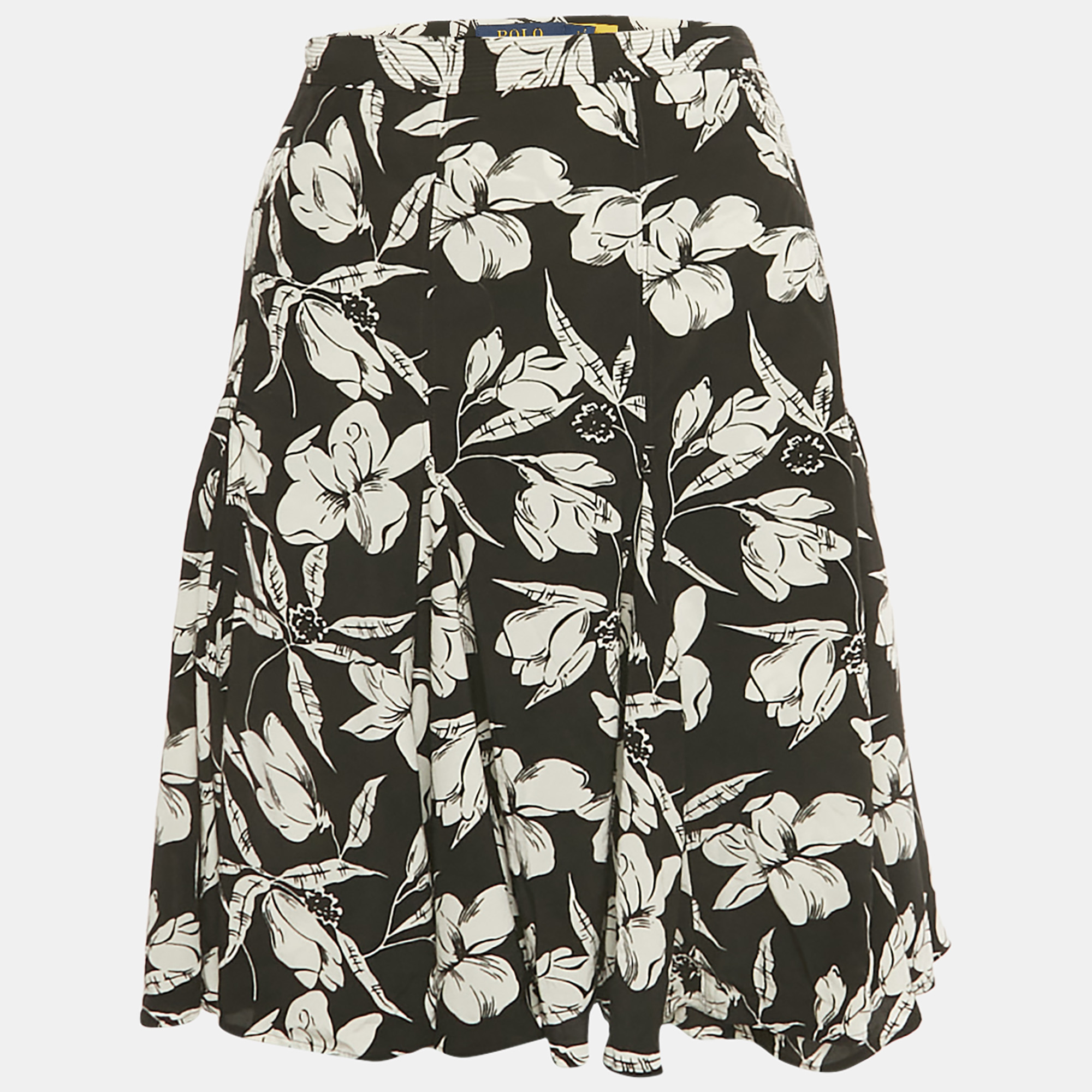 

Polo Ralph Lauren Black Floral Print Crepe Wrap Mini Skirt S