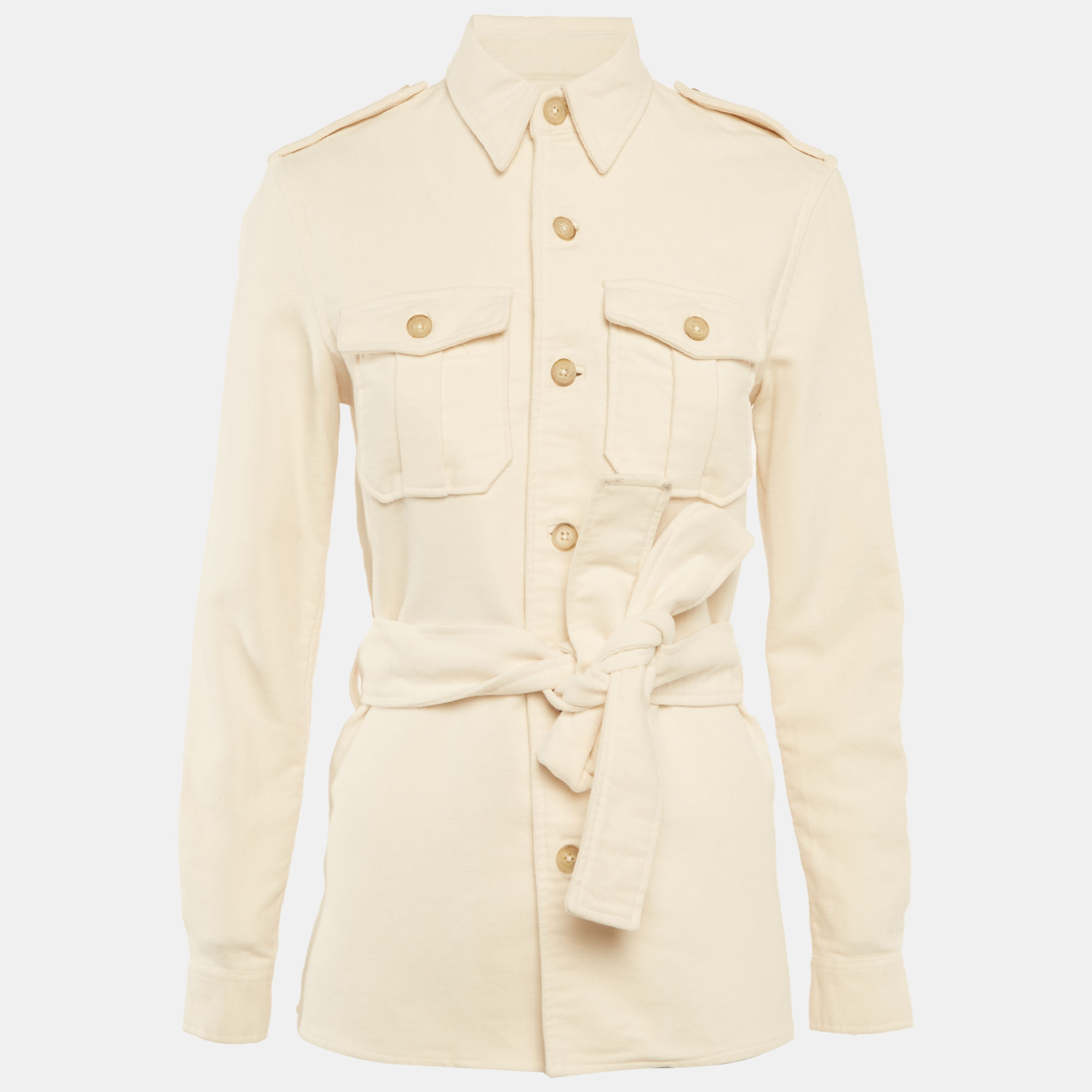 

Polo Ralph Lauren Beige Flannel Belted Shirt Jacket XS