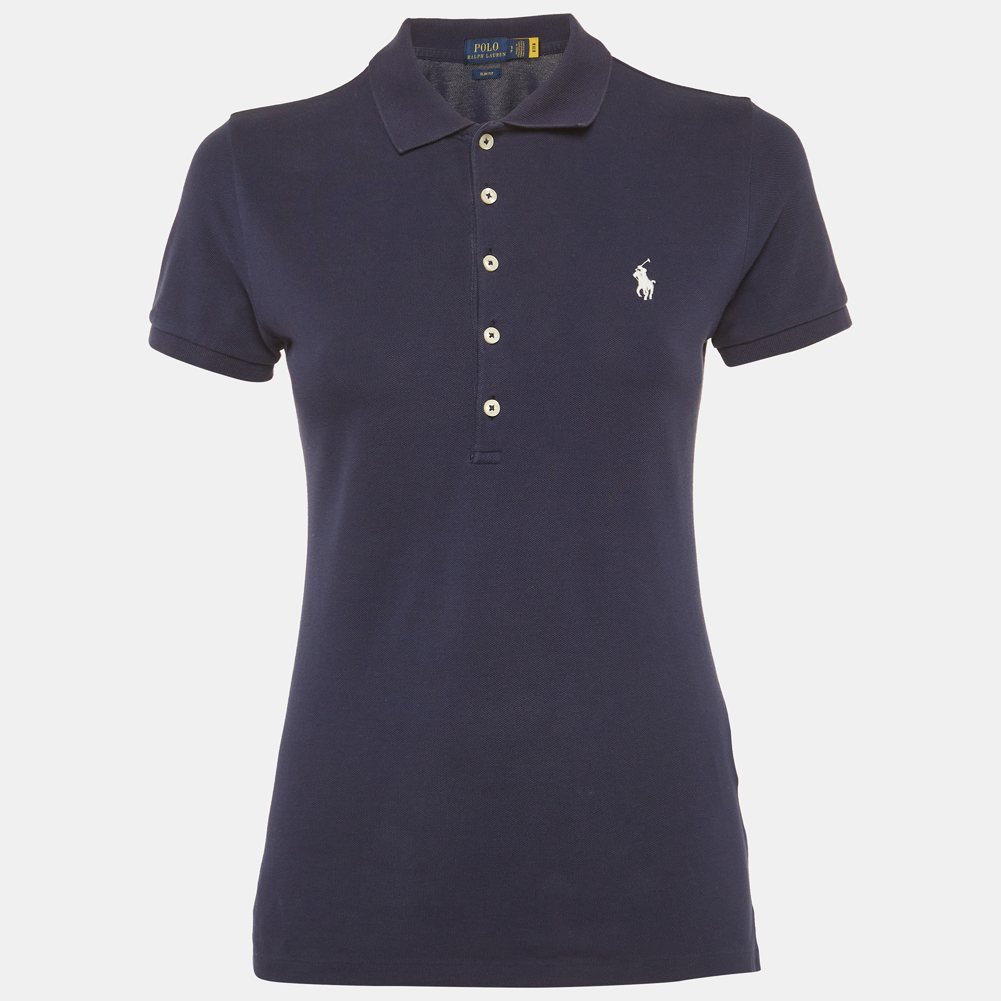 

Polo Ralph Lauren Navy Blue Pique Slim-Fit Polo T-Shirt S