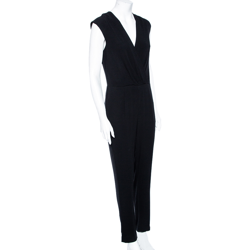 

Polo Ralph Lauren Black Crepe V-Neck Sleeveless Jumpsuit