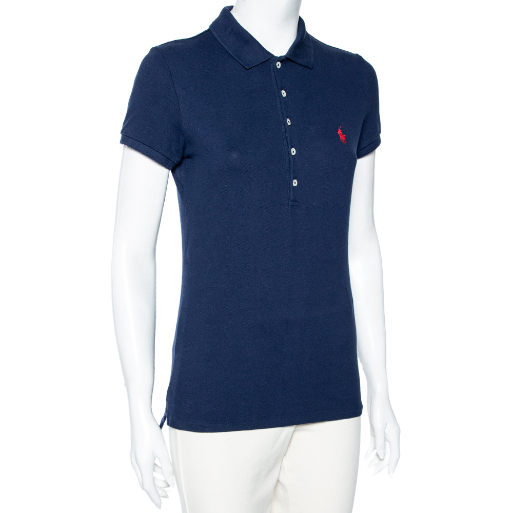 

Polo Ralph Lauren Navy Blue Cotton Pique Slim Fit Polo T-Shirt