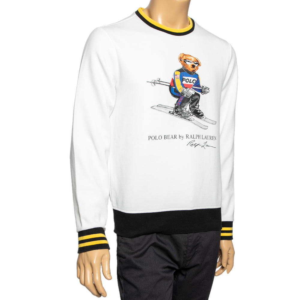 

Polo Ralph Lauren White Knit Ski Bear Print Crewneck Sweatshirt