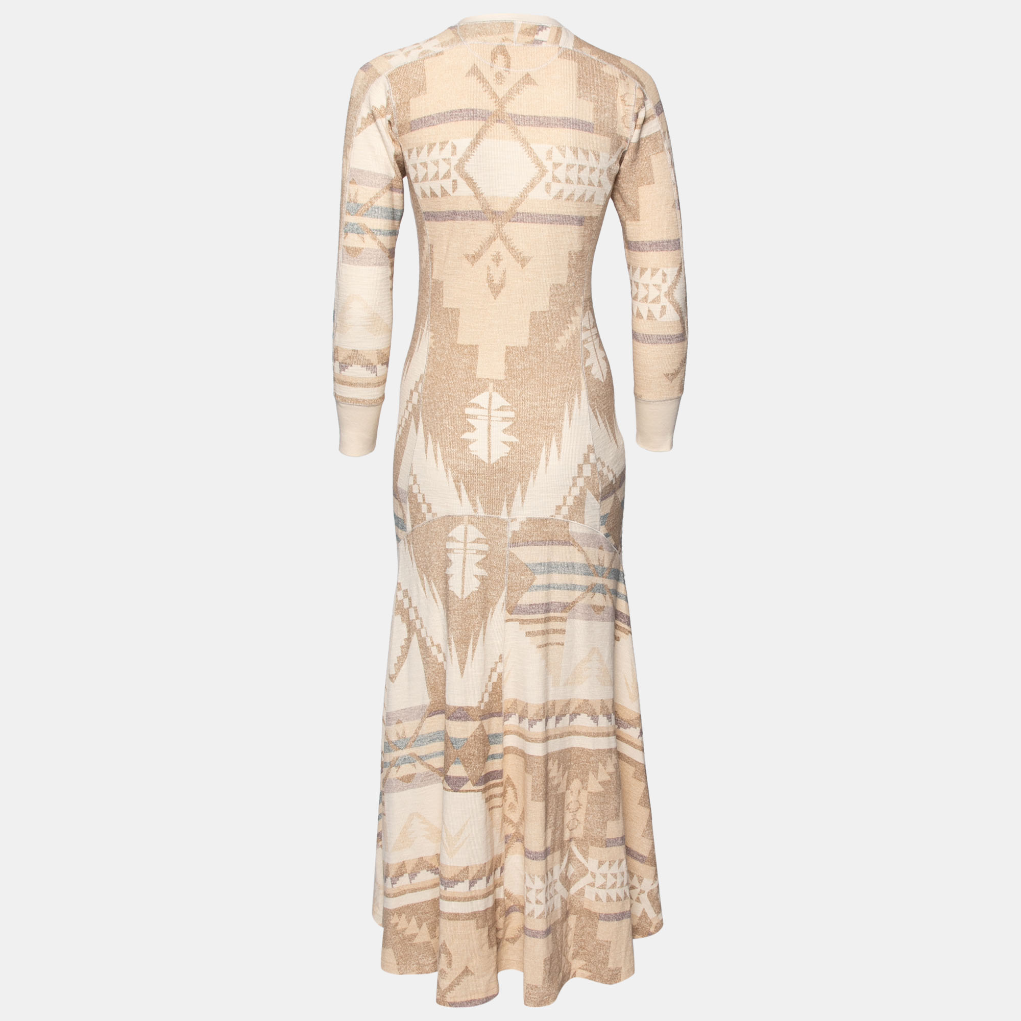 

Polo Ralph Lauren Knit Geometric Printed Flared Hem Maxi Dress, Beige