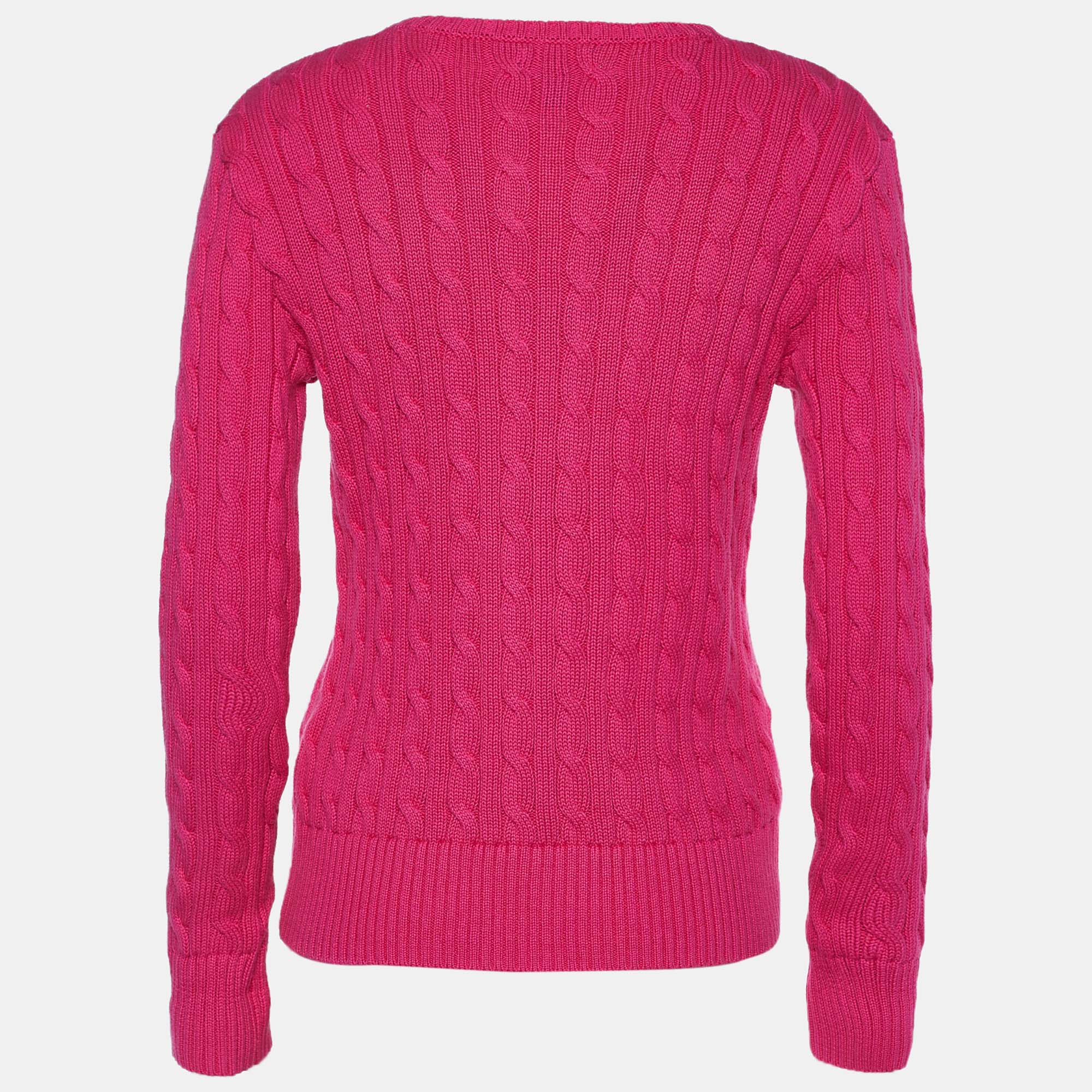 

Polo Ralph Lauren Pink Cable Knit Crew Neck Jumper