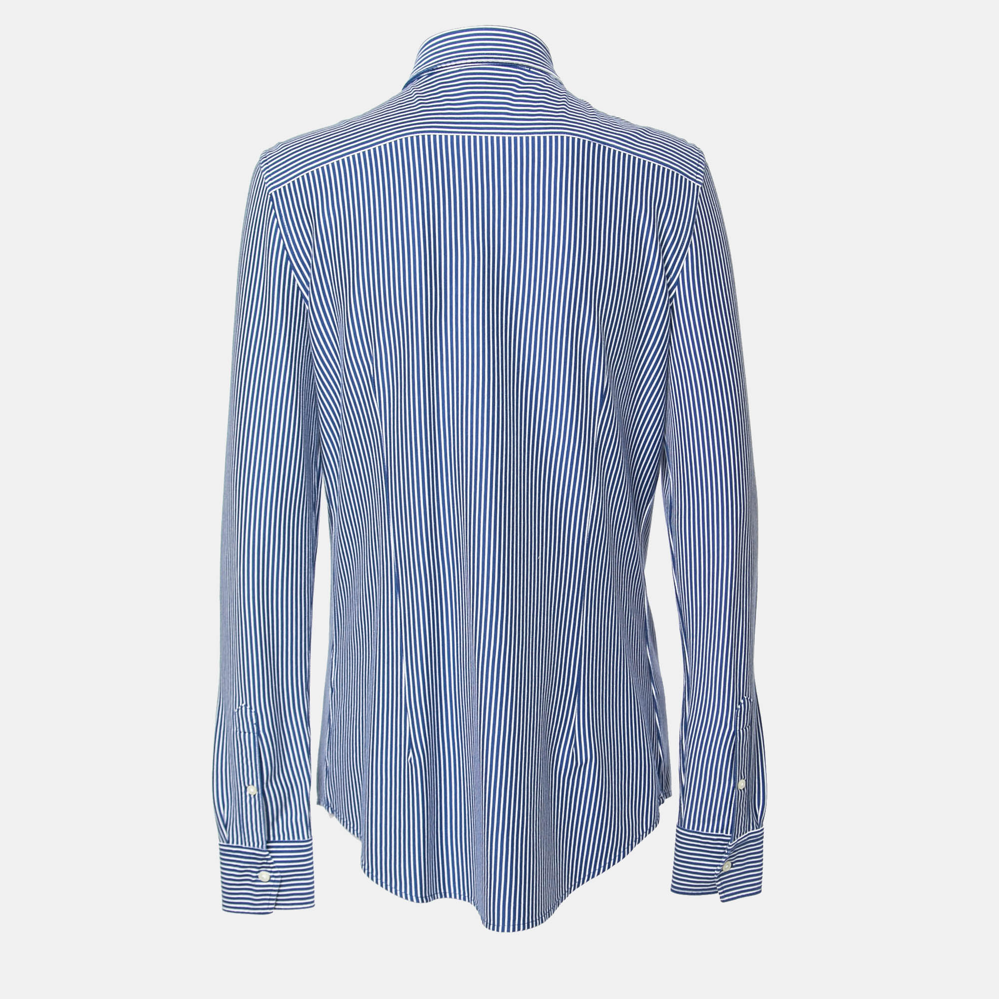 

Polo Ralph Lauren Blue Striped Cotton Knit Button Front Shirt