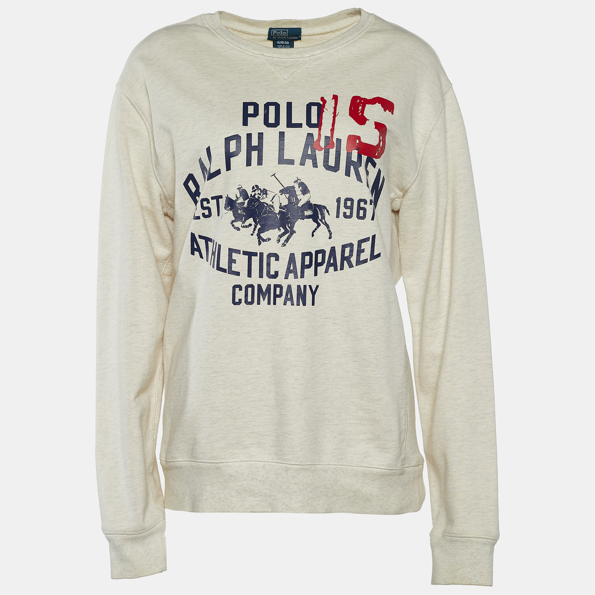 

Polo By Ralph Lauren Cream Logo Print Crew Neck Sweatshirt XL
