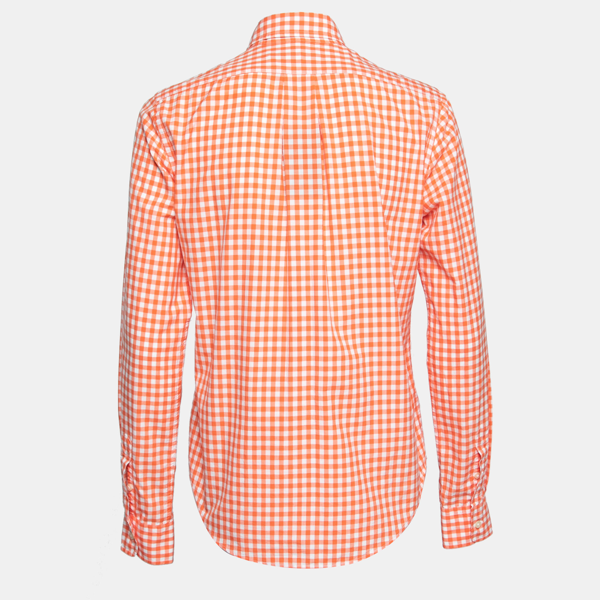 

Polo Ralph Lauren Orange Gingham Checked Cotton Long Sleeve Shirt