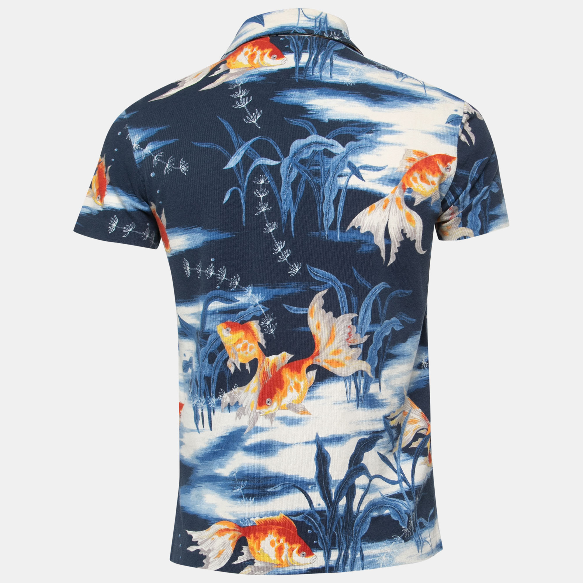 

Polo Ralph Lauren Blue Goldfish Print Cotton Polo T-Shirt