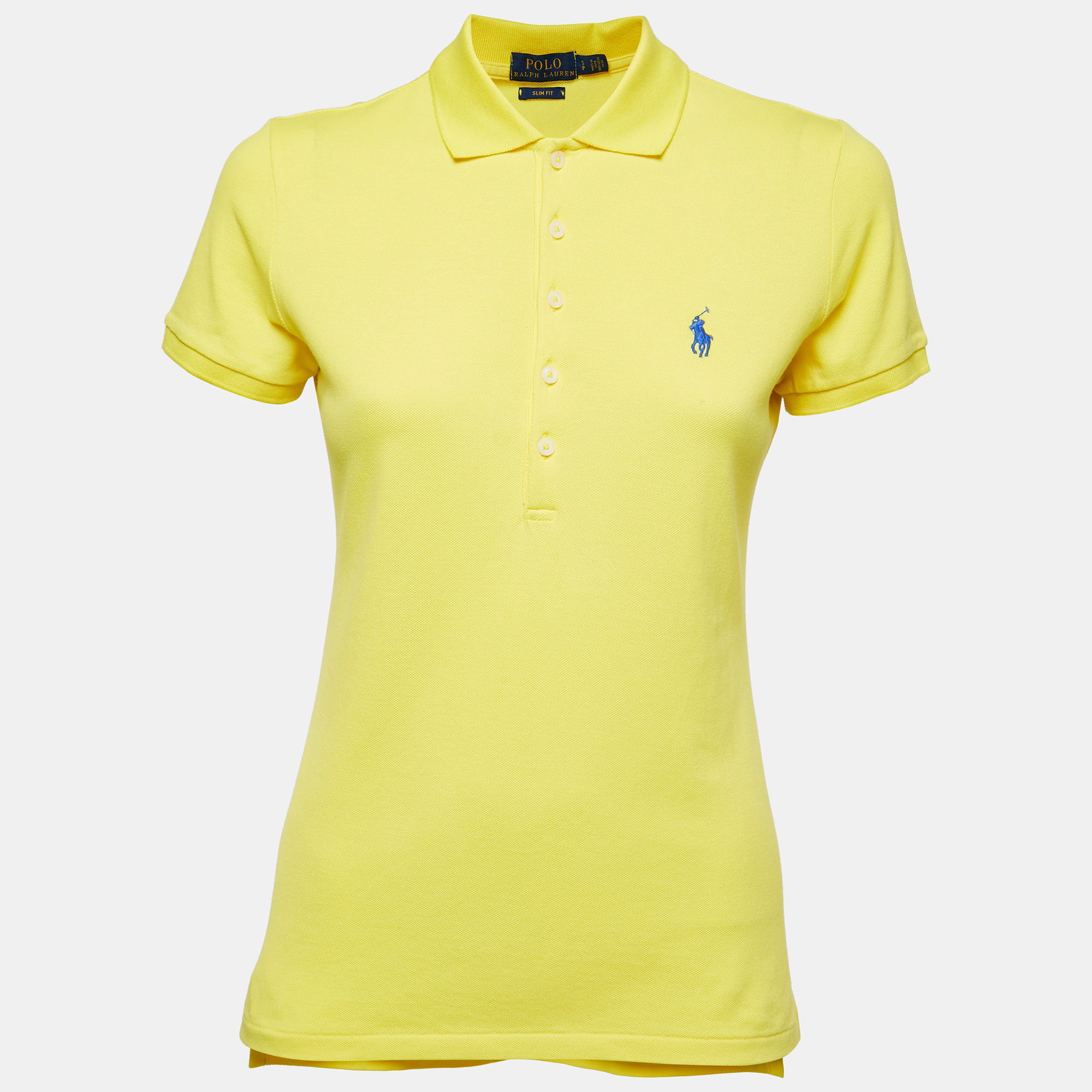 Pre-owned Polo Ralph Lauren Yellow Cotton Slim Fit Polo T-shirt S